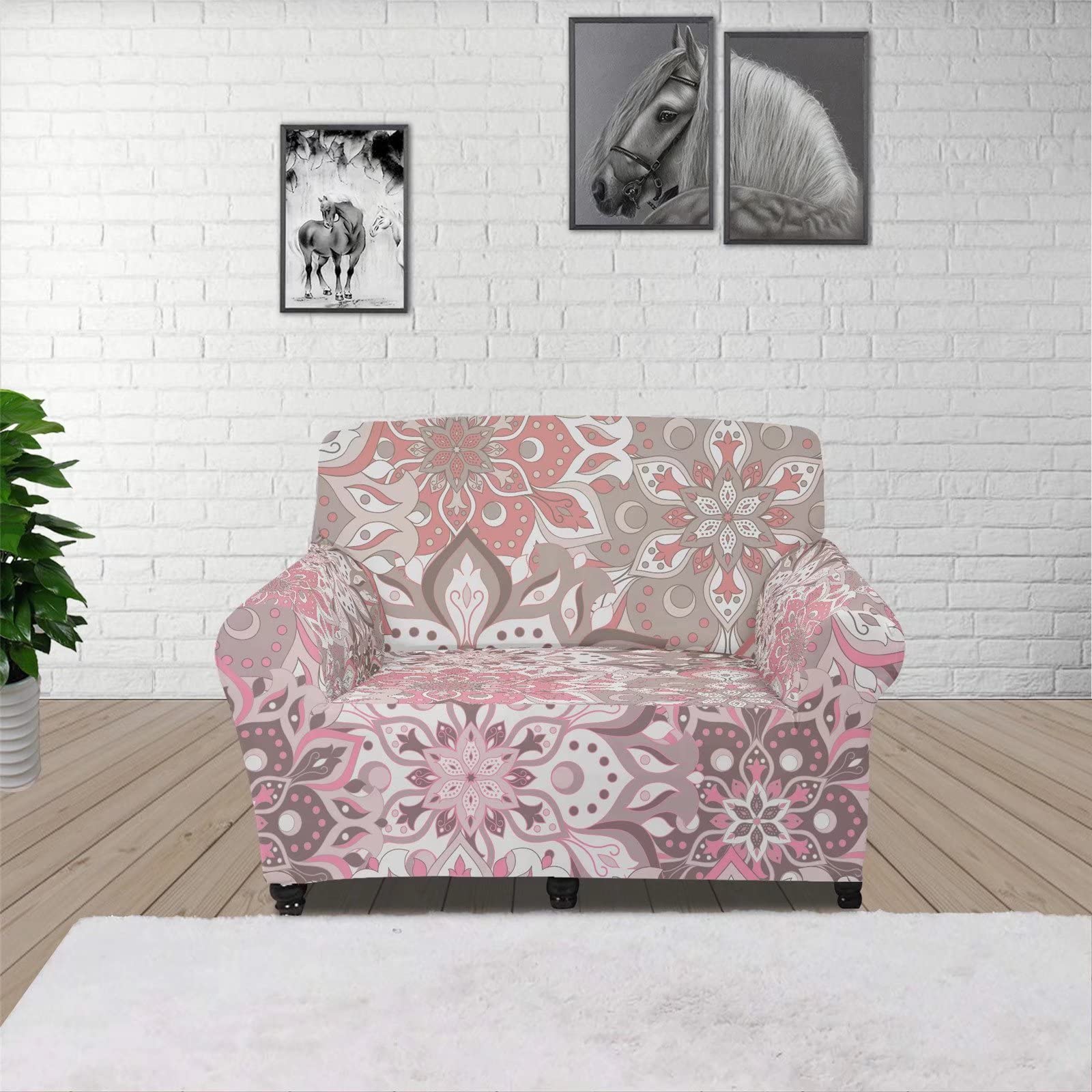 ZOUTAIRONG Stretch Couch Covers - Stylish Pink Floral Sofa Slipcover for Living Room Furniture Protection, Armchair Cover for Home & Office Decor (Size S) - Perfect for Pet Owners, Kids & Daily Use