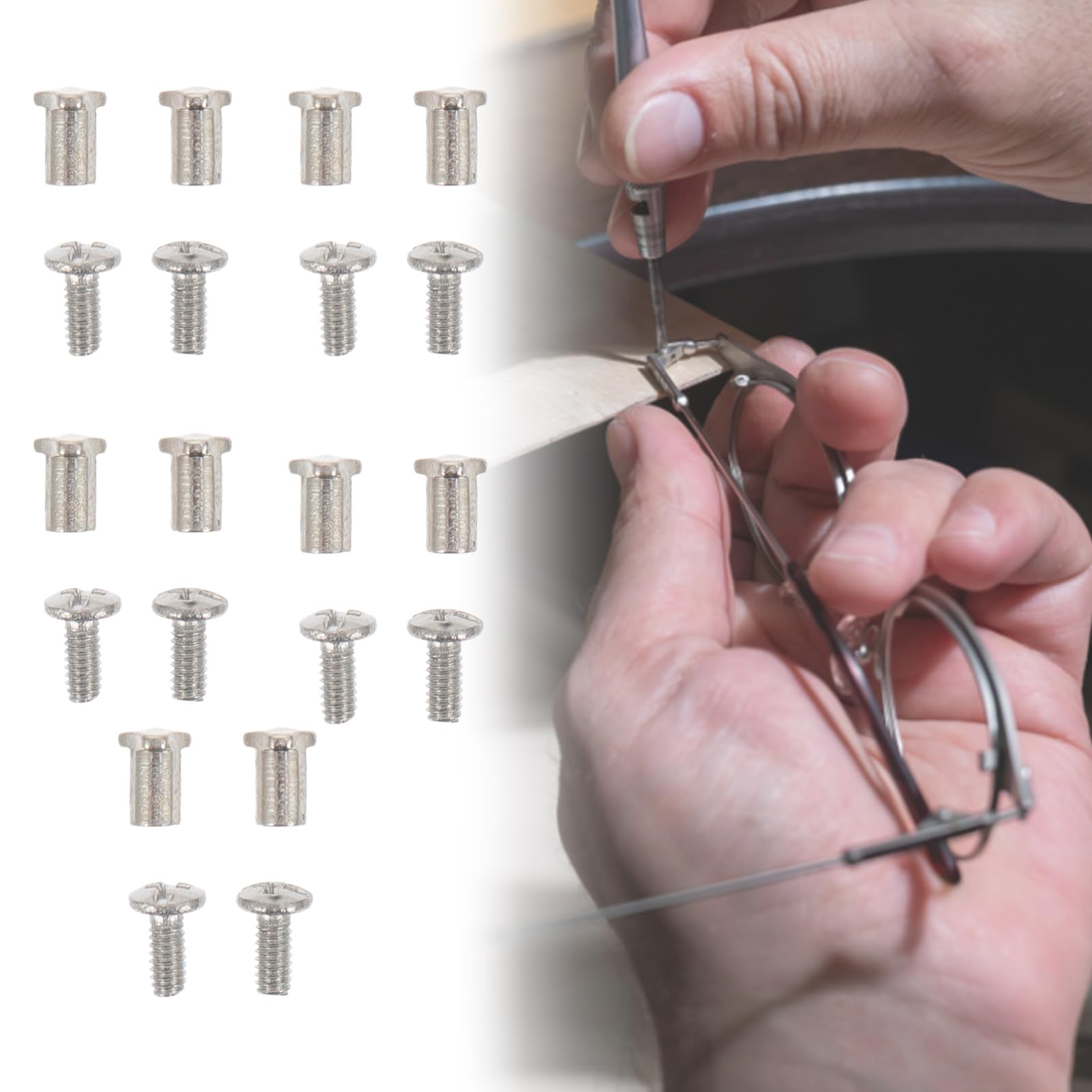 Gatuida 2 Sets Glasses Repair Kit with Replacement Screws, Nose Pads & Tools - Metal Sunglasses & Eyeglass Frame Accessories for DIY Fixing at Home, Office or Travel