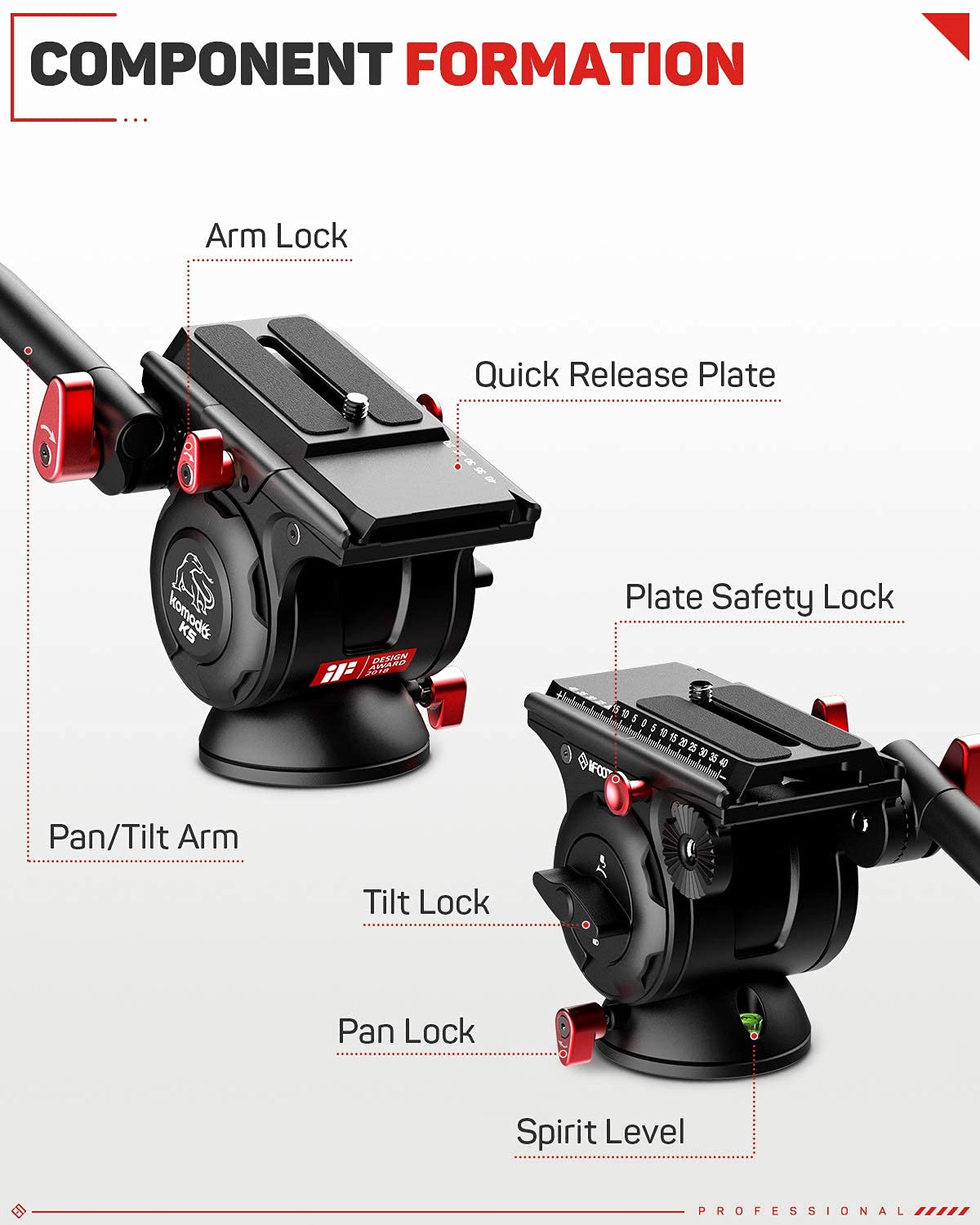 IFOOTAGE Carbon Fiber Tripod with Fluid Head - 13.2lbs Load for Travel & Video Shooting