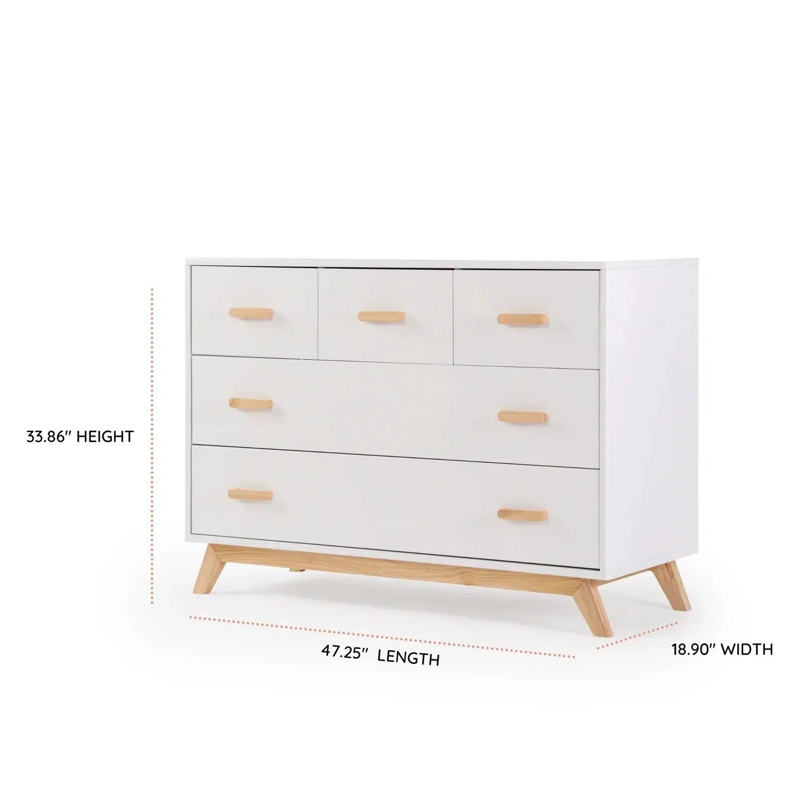 Soho Five Drawer Dresser - Modern Wooden Chest of Drawers for Bedroom & Living Room Storage | Perfect for Organizing Clothes, Accessories, and Home Decor