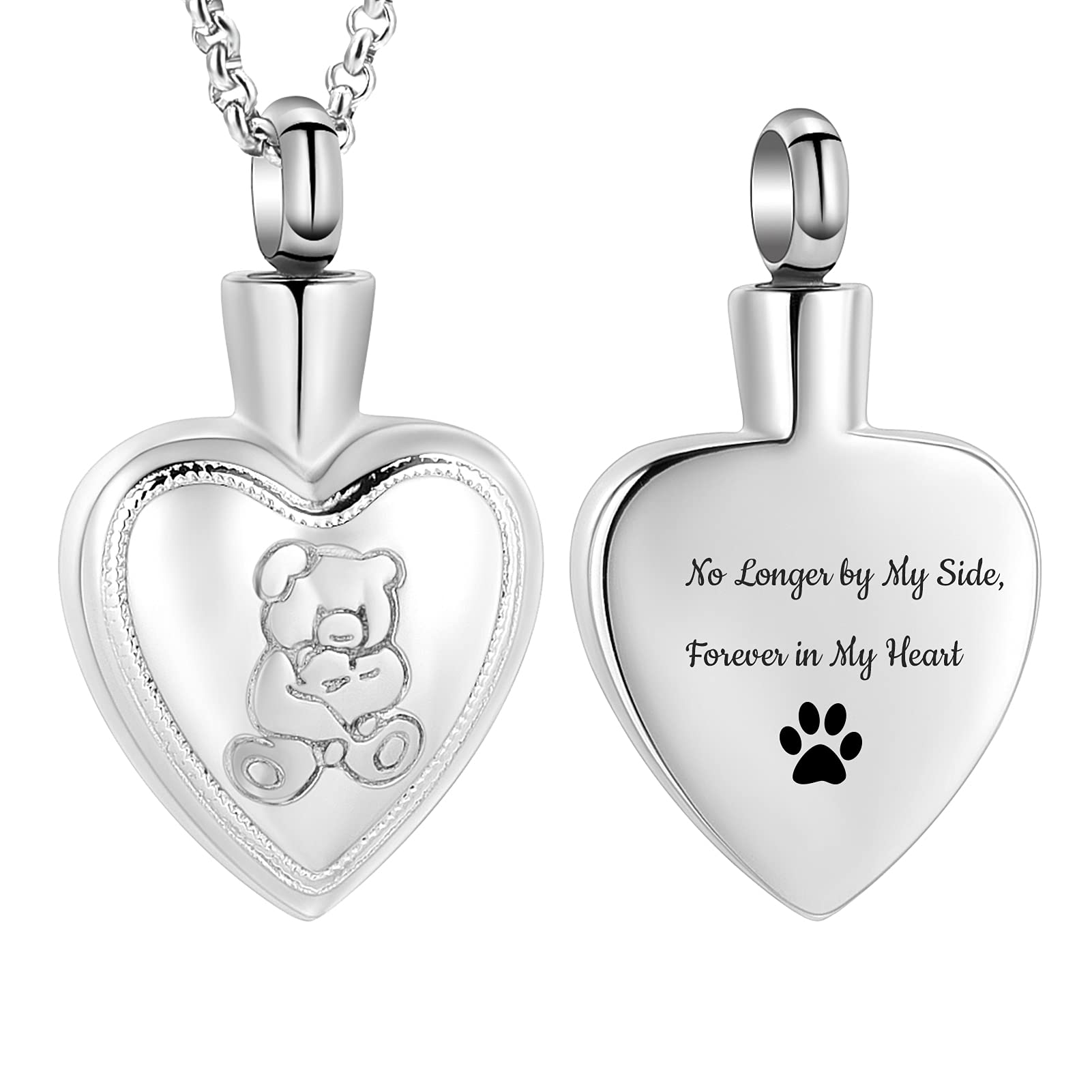 Heartfelt Teddy Bear Cremation Necklace - Stainless Steel Memorial Jewelry for Ashes - Keepsake Pendant for Women & Pet Remembrance - Perfect for Honoring Loved Ones at Special Occasions