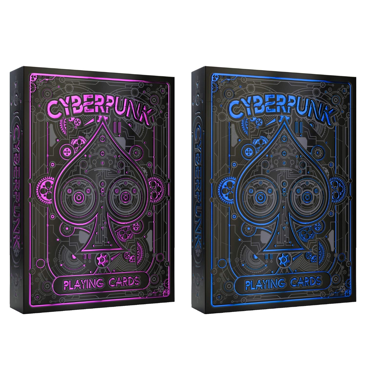 Cyberpunk Playing Cards 2-Deck Bundle - Premium Cyberpunk Purple & Blue Poker Cards Set | Perfect for Game Nights, Magic Tricks & Collectors | Durable Card Deck for Poker, Blackjack & Cardistry