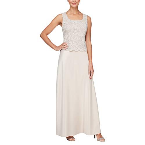 Alex Evenings Women's Elegant Two-Piece Mother of the Bride Dress with Lace Jacket - Petite & Regular Sizes | Perfect for Weddings, Formal Events & Special Occasions