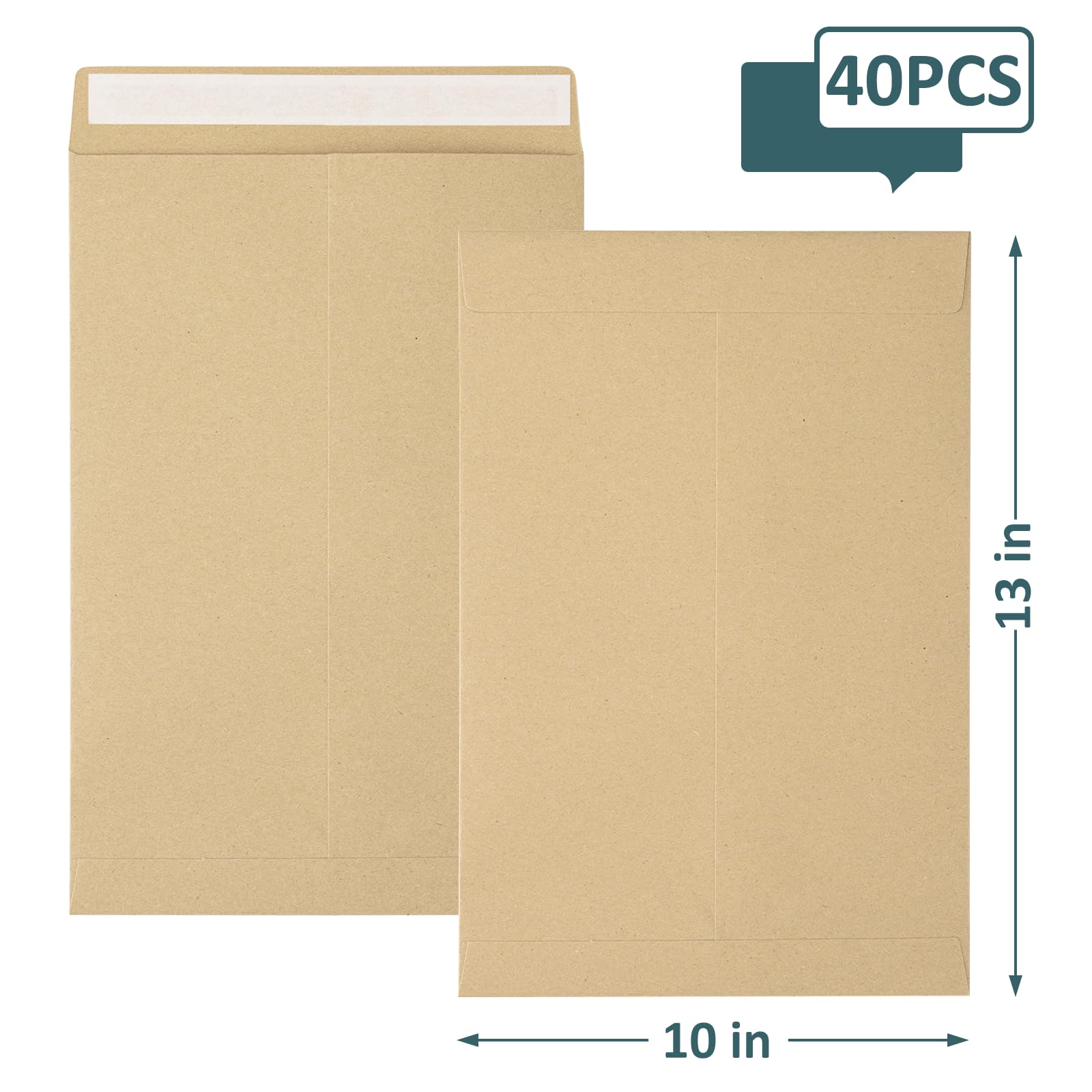 40 Pcs 10x13 Self Seal Catalog Envelopes - Mailing & Security Peel and Seal Envelopes, Printable Brown Kraft Manilla Envelopes (120G) for Invitations, Organizing Documents, Business Mailing & Secure Storage - Perfect for Offices, Mailing Services & Home Organization