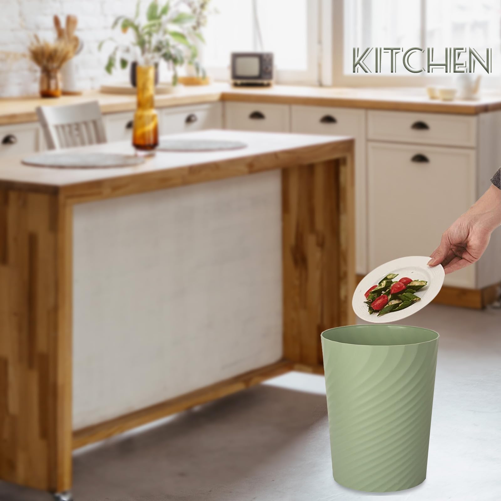 UUJOLY 3.5 Gallon Small Plastic Trash Can - Mint Green Waste Basket for Bathroom, Kitchen, Office, Laundry Room, Kids Room & Dorm - Perfect for Home, Office & Classroom Organization