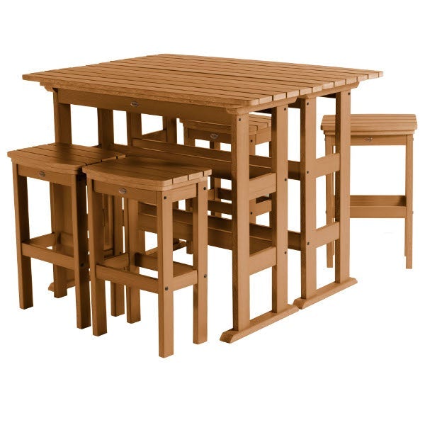 Lehigh 6-Piece Bar Height Balcony Patio Set - Outdoor Dining & Entertaining Furniture for Small Spaces