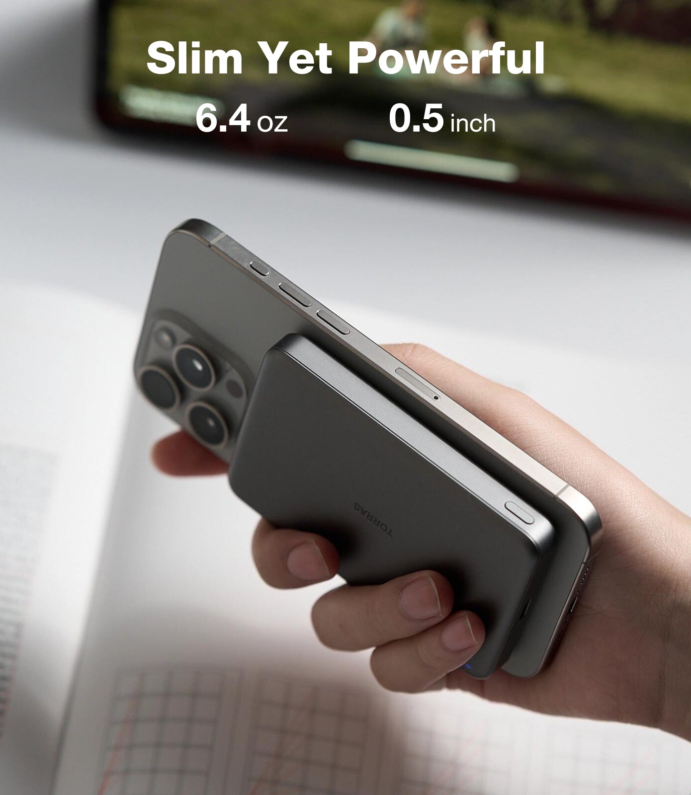 MiniMag Qi2 Ultimate Slim 10,000mAh Wireless Power Bank - Fast Charging Portable Battery for iPhone, Android, Smartphones - Perfect for Travel, Camping, and Daily Commute