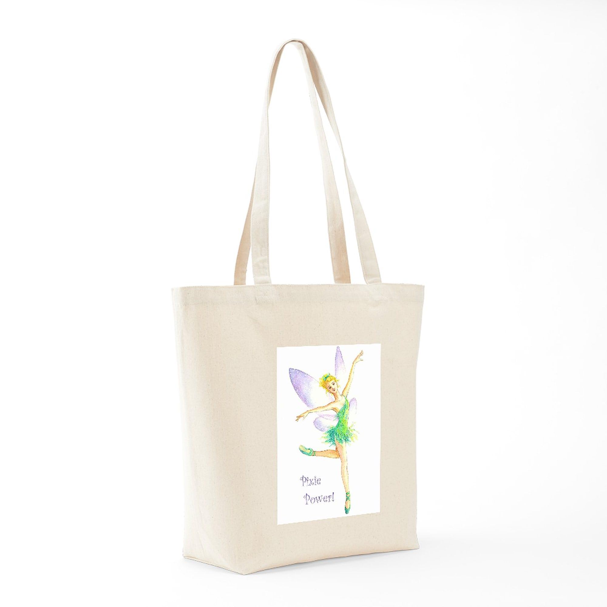 Tinkerbell Ballet Tote Bag - Natural Canvas Reusable Shopping Bag for Women | Eco-Friendly Grocery Tote for Dance Class, Gym & Beach