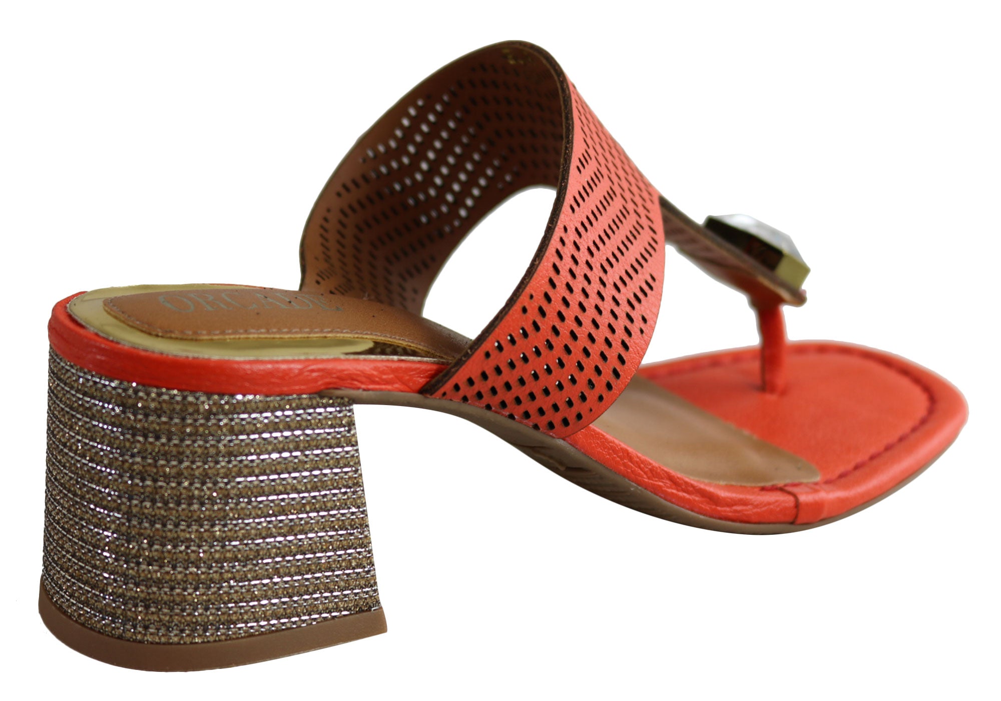 Orcade Deidre Women's Brazilian Comfort Leather Mid Heel Sandals - Stylish Thong Sandals for Summer, Beach, and Casual Outings