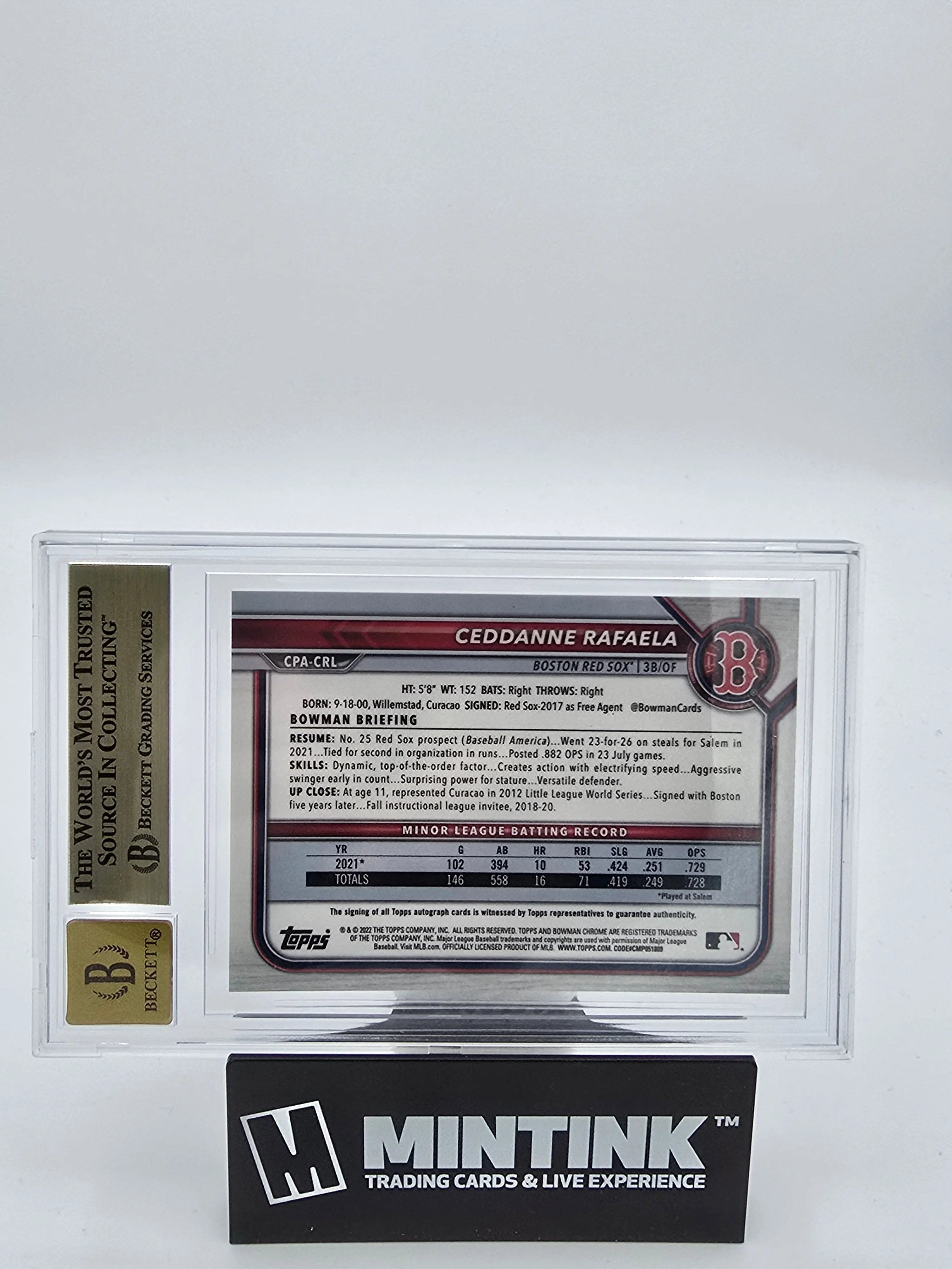 2023 1st Bowman Chrome Ceddanne Rafaela Prospect Autograph Baseball Card - BGS 9.5 Gem Mint - Perfect for Collectors & Investors | Display, Trade, or Gift for Baseball Fans
