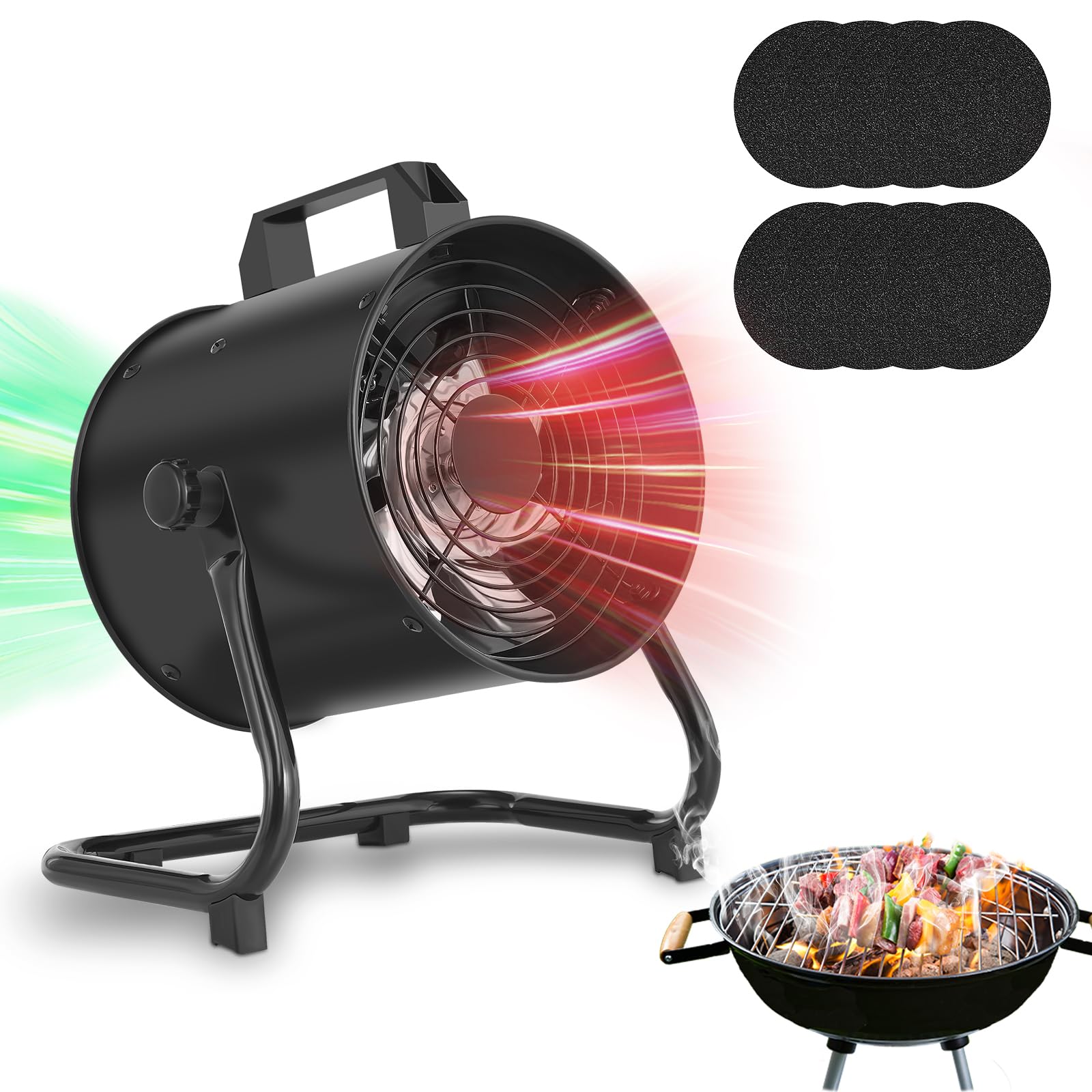 FEFE 8 Inch Portable Range Hood with 8 Activated Carbon Filters - 2900 RPM Strong Suction Kitchen Exhaust Fan for Indoor Cooking, BBQ, Hot Pot & RV Use