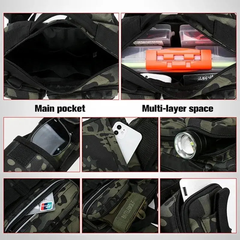 Waterproof Tactical Fishing Backpack with Rod Holder - Durable Outdoor Gear for Fly Fishing, Kayaking & Hiking Adventures