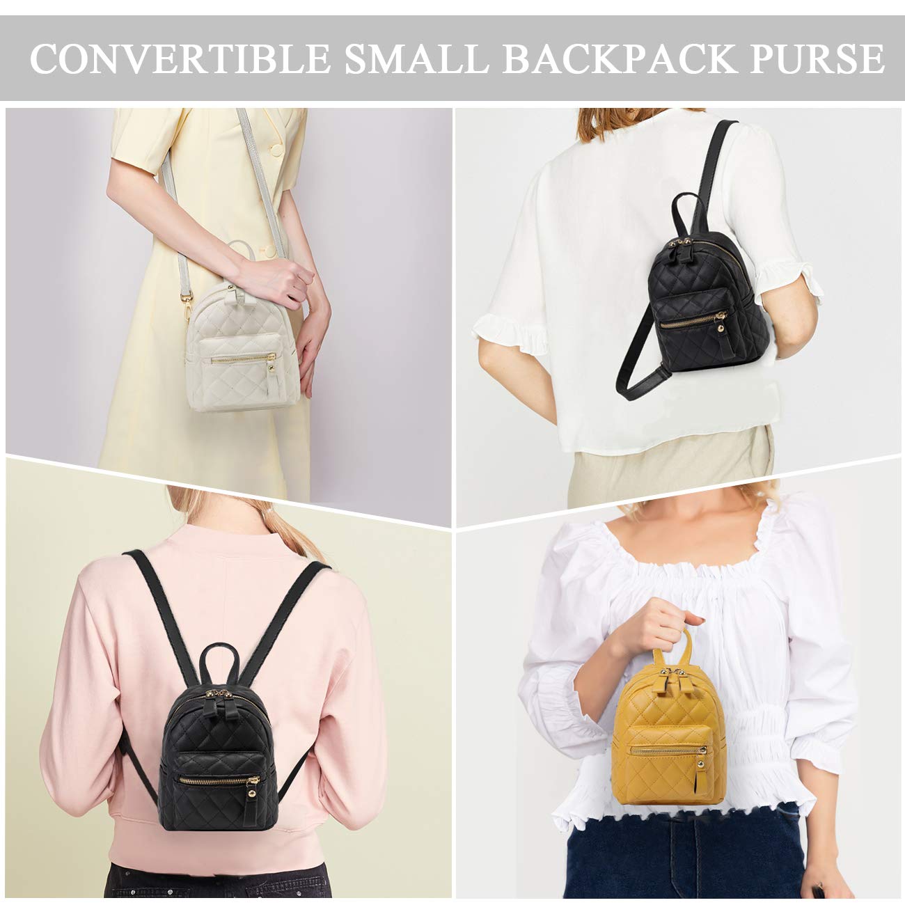 Kasqo Mini Backpack Purse for Women - Small PU Leather Backpack for Girls & Teens, Lightweight Handbag for School, Travel & Daily Use