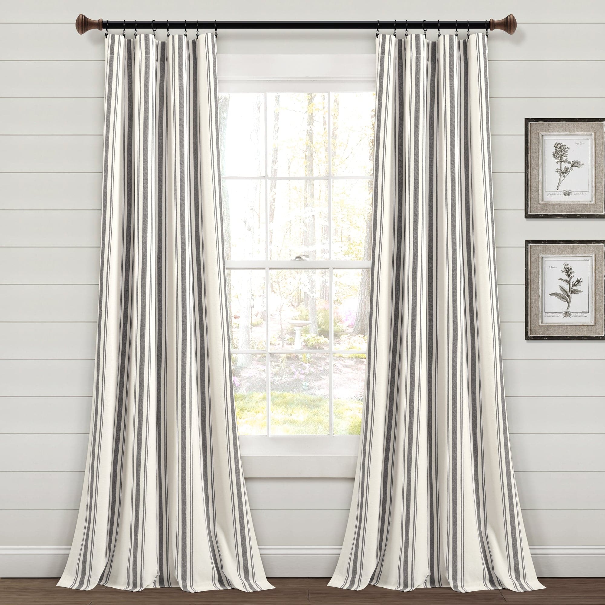 Farmhouse Stripe Yarn-Dyed Recycled Cotton Blend Window Curtain Panel Set - Blackout Thermal Insulated Drapes for Living Room, Bedroom & Nursery (2 Panels, 52x84 Inch) - Perfect for Rustic, Modern & Farmhouse Home Decor