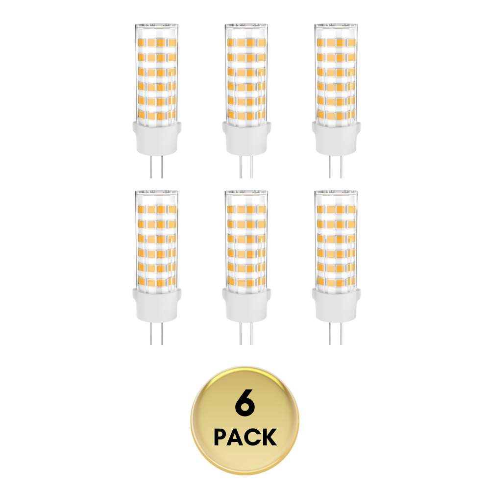 6 Pack 6W G4 12V AC/DC 2700K 600LM Non-Dimmable SMD Bi-Pin LED Capsule Bulbs - Energy Efficient Warm White Light for Chandeliers, Pendants & Landscape Lighting