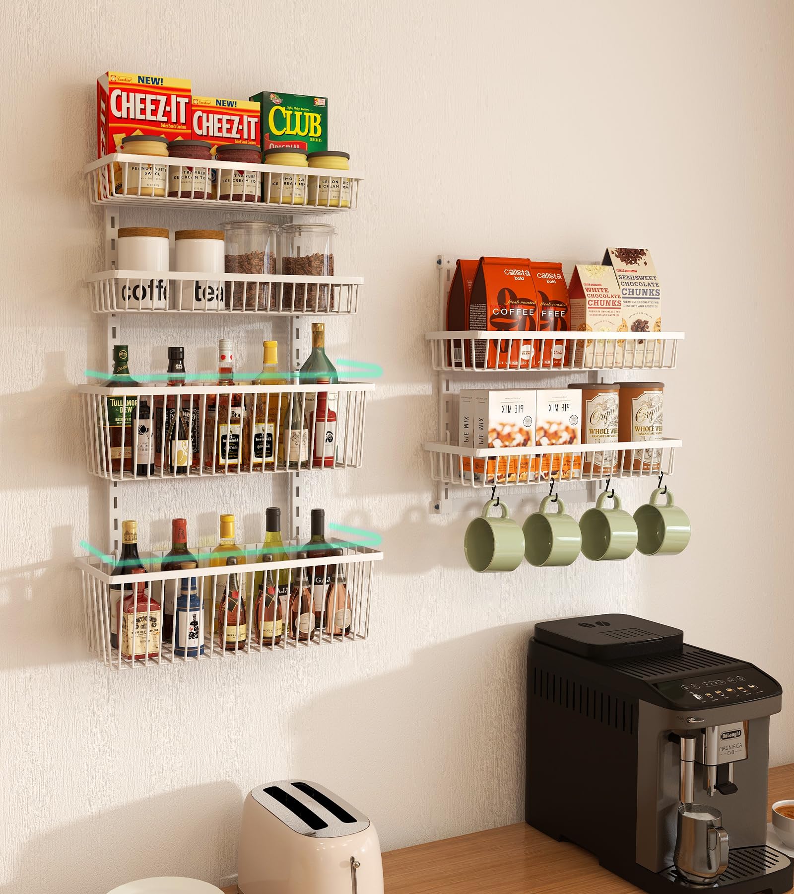 White 9-Tier Over The Door Pantry Organizer - Heavy Duty Metal Hanging Storage with Deep Baskets for Kitchen, Bathroom & Laundry Room | Space Saving Spice Rack & Seasoning Shelves for Home Organization