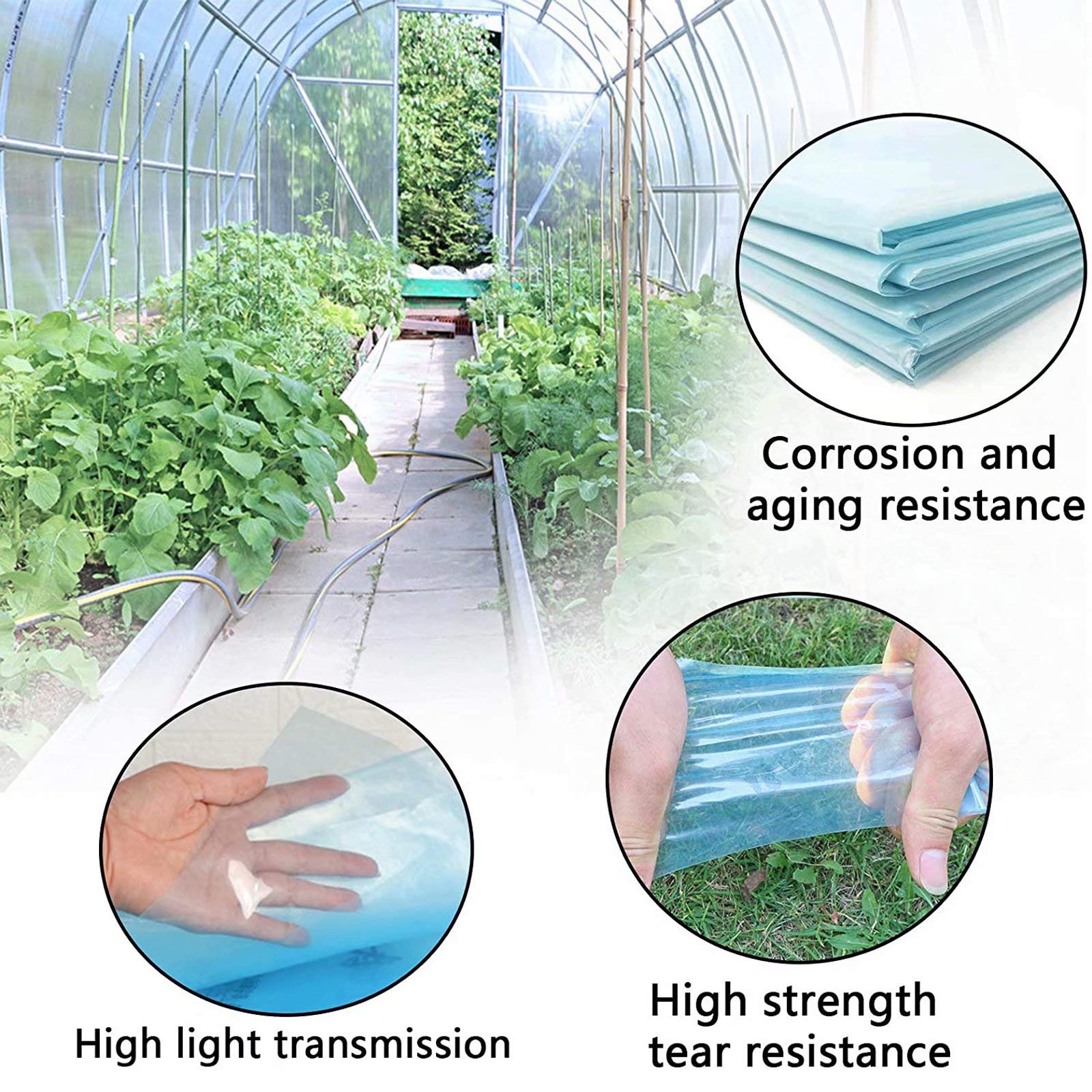 6.56x13.1Ft UV Resistant Greenhouse Plastic Film - Polyethylene Plant Cover for Freeze & Frost Protection | Durable Clear Plastic Sheeting for Garden, Agriculture & Indoor Plant Growing