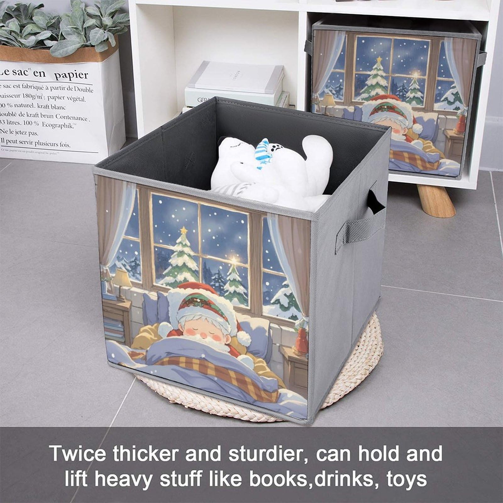2PCS Foldable Storage Bins - Large Capacity Storage Boxes for Playroom, Office & Home Organization
