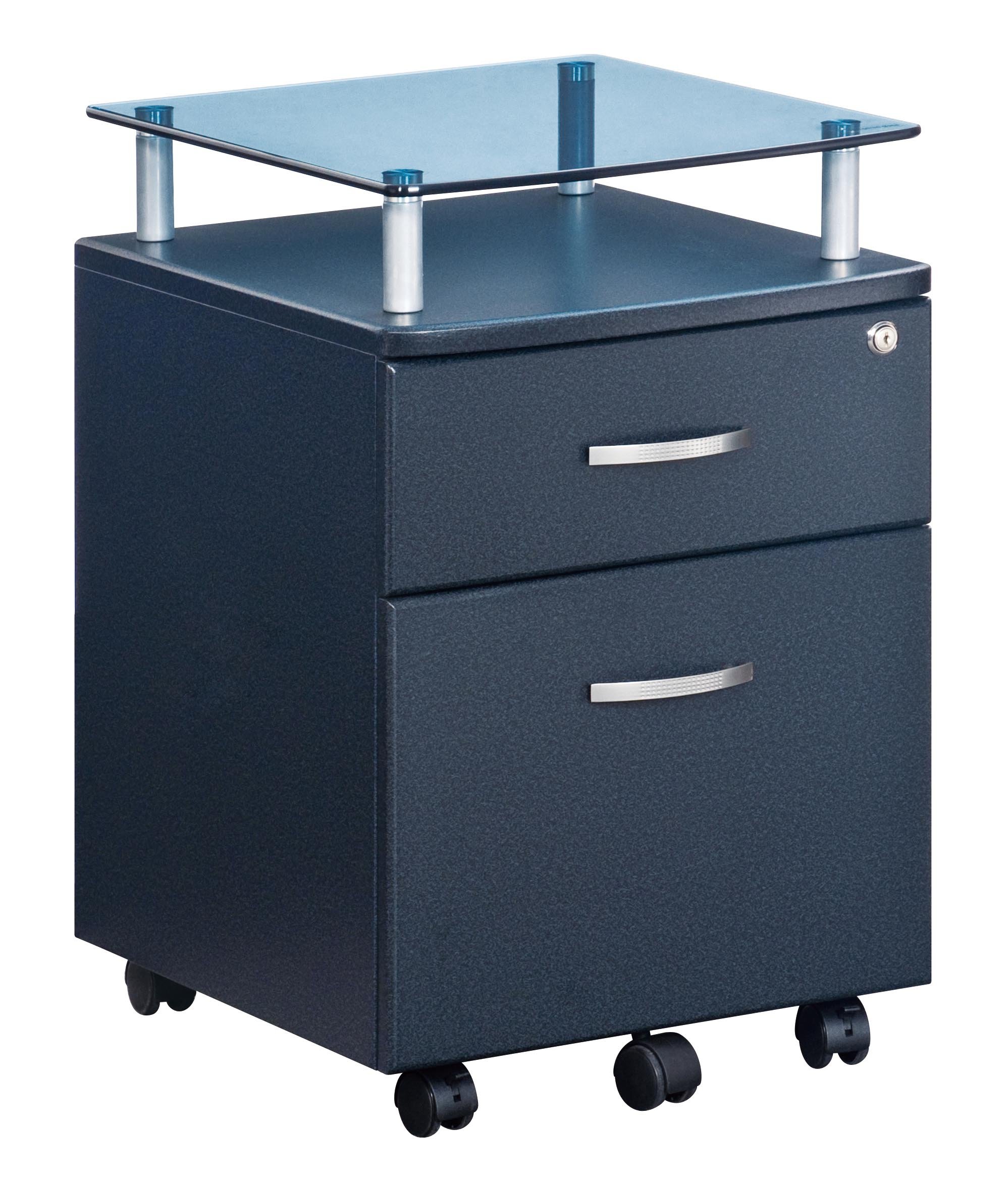 Techni Mobili Rolling File Cabinet with Glass Top - Graphite Office Storage Organizer for Documents, Files & Supplies | Perfect for Home Office, Business & Workspace Organization