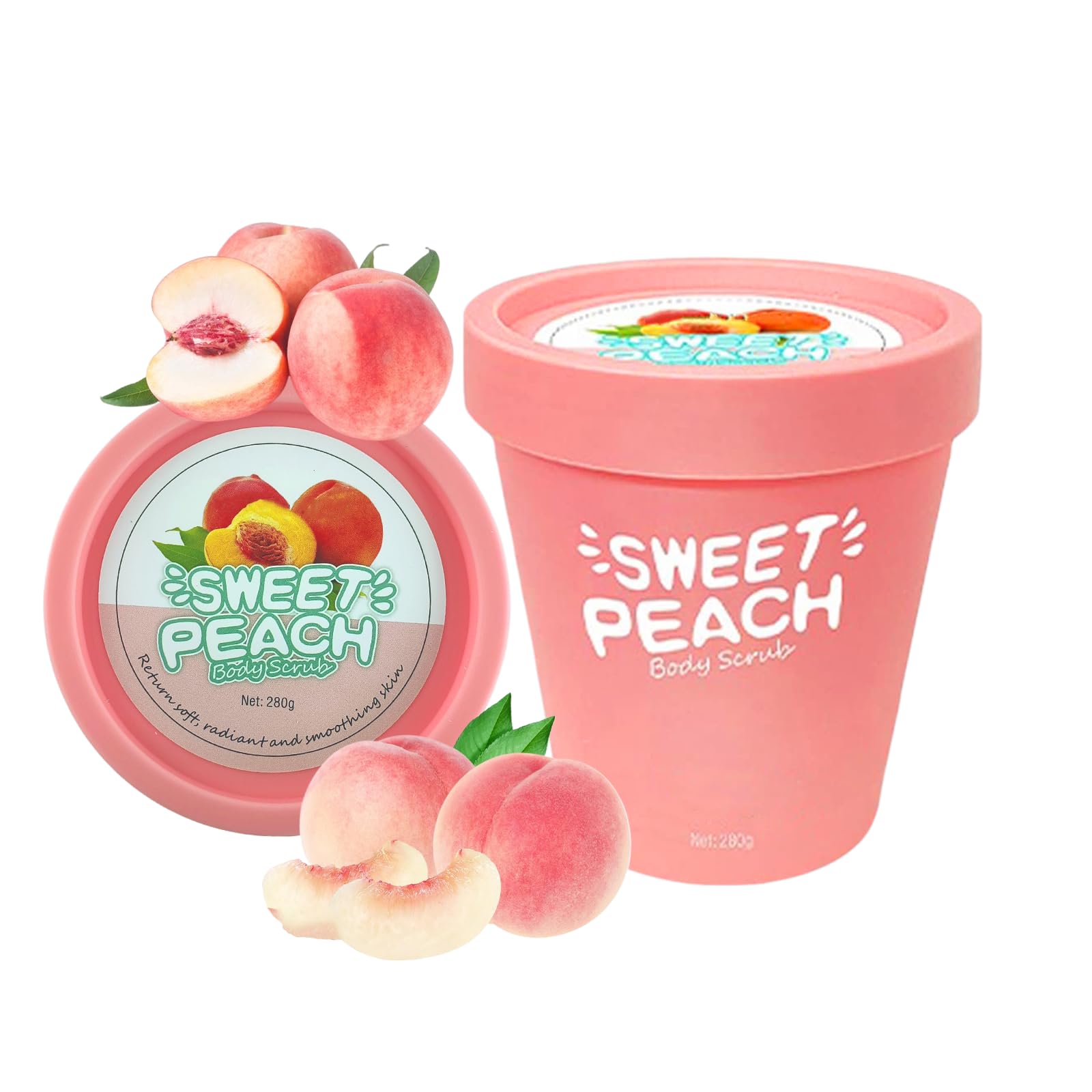 Organic Body Scrub Exfoliator - Hydrating & Nourishing Skin Care for Dry Skin, Hands & Feet - Whitening Peach Scrub with Moisturizing Properties - Cruelty Free & Vegan - 280g by Elitzia ETPHO1 - Perfect for Spa Days, Pre-Tanning Prep & Post-Workout Skin Refresh
