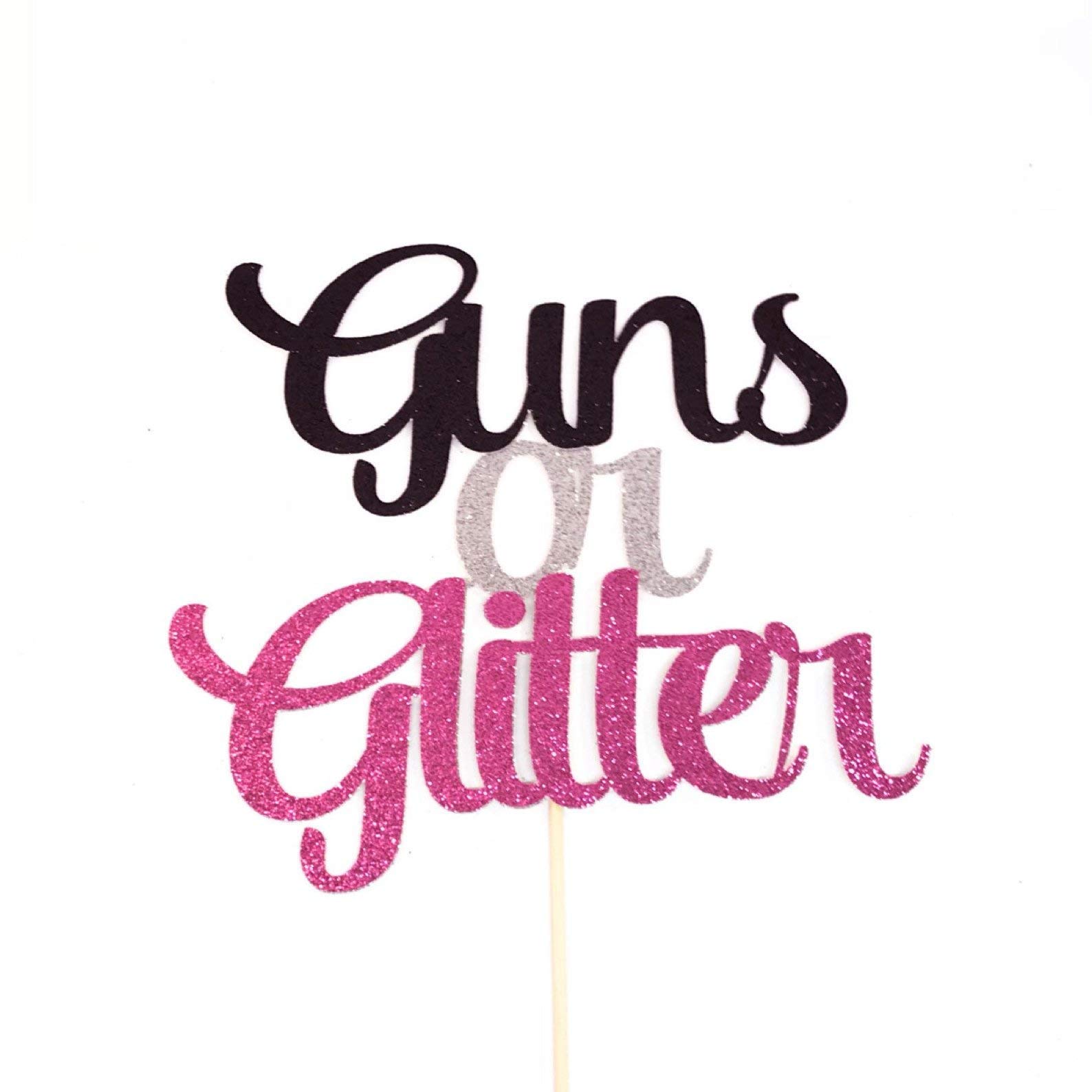 Gender Reveal Cake Topper - Guns or Glitter Decor for Baby Shower, Birthday Party (It's a Boy/It's a Girl) - Perfect for Gender Reveal Parties, Baby Showers & Celebrations