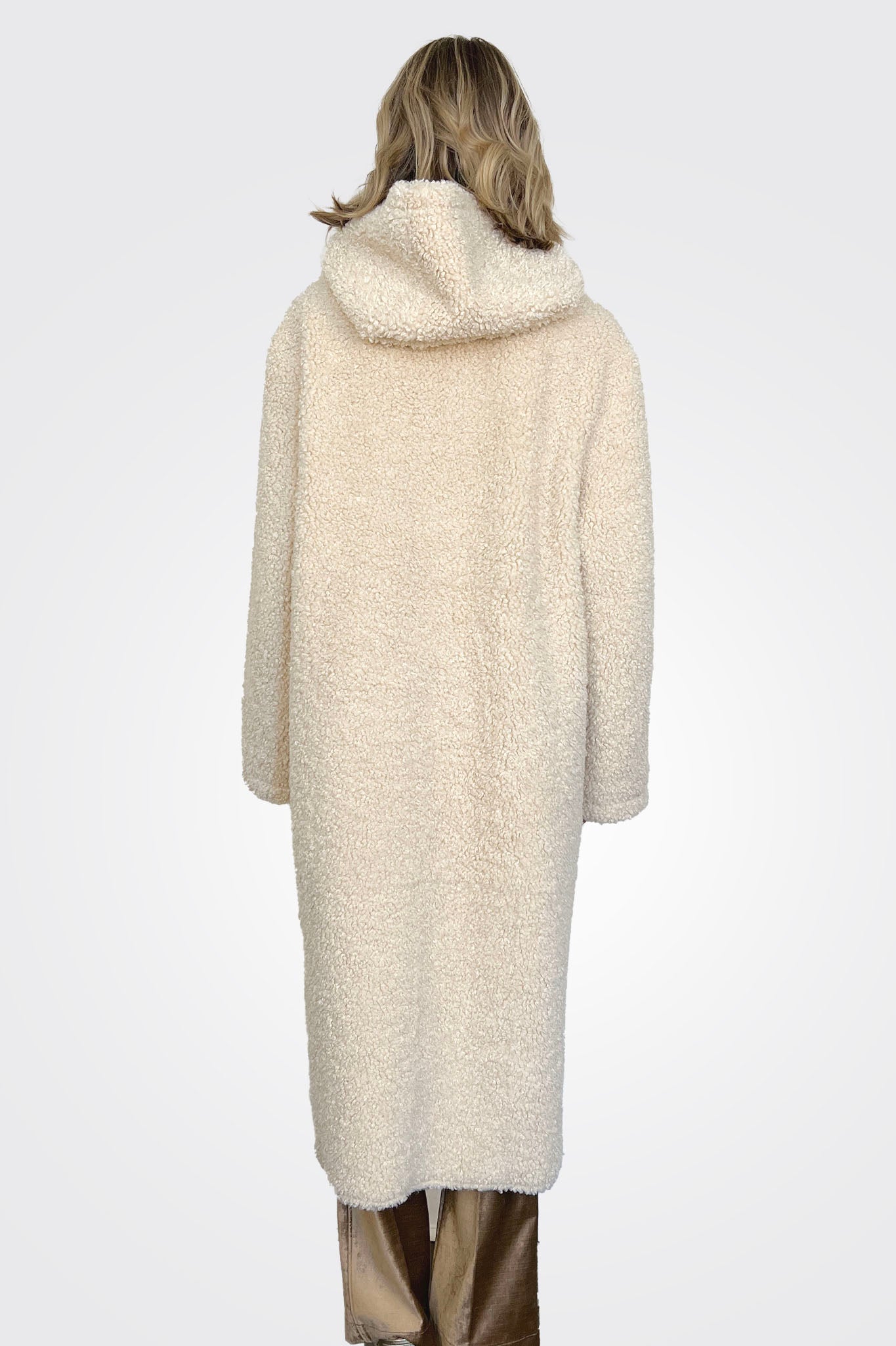 Faux Fur Reversible Coat for Women - Soft & Warm Winter Jacket in Cream & Brown | Stylish Outerwear for Cold Weather, Casual Outings & Fashion Layering