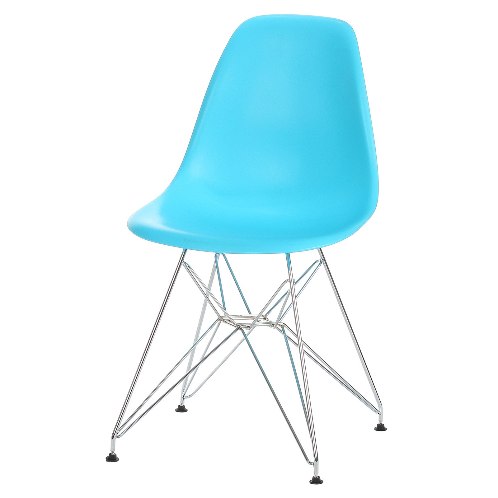 Modern Eames-Style Side Chair with Chrome Eiffel Legs - Mid Century Blue Accent Chair for Dining Room, Office or Living Room - Comfortable Lounge Chair for Home Decor