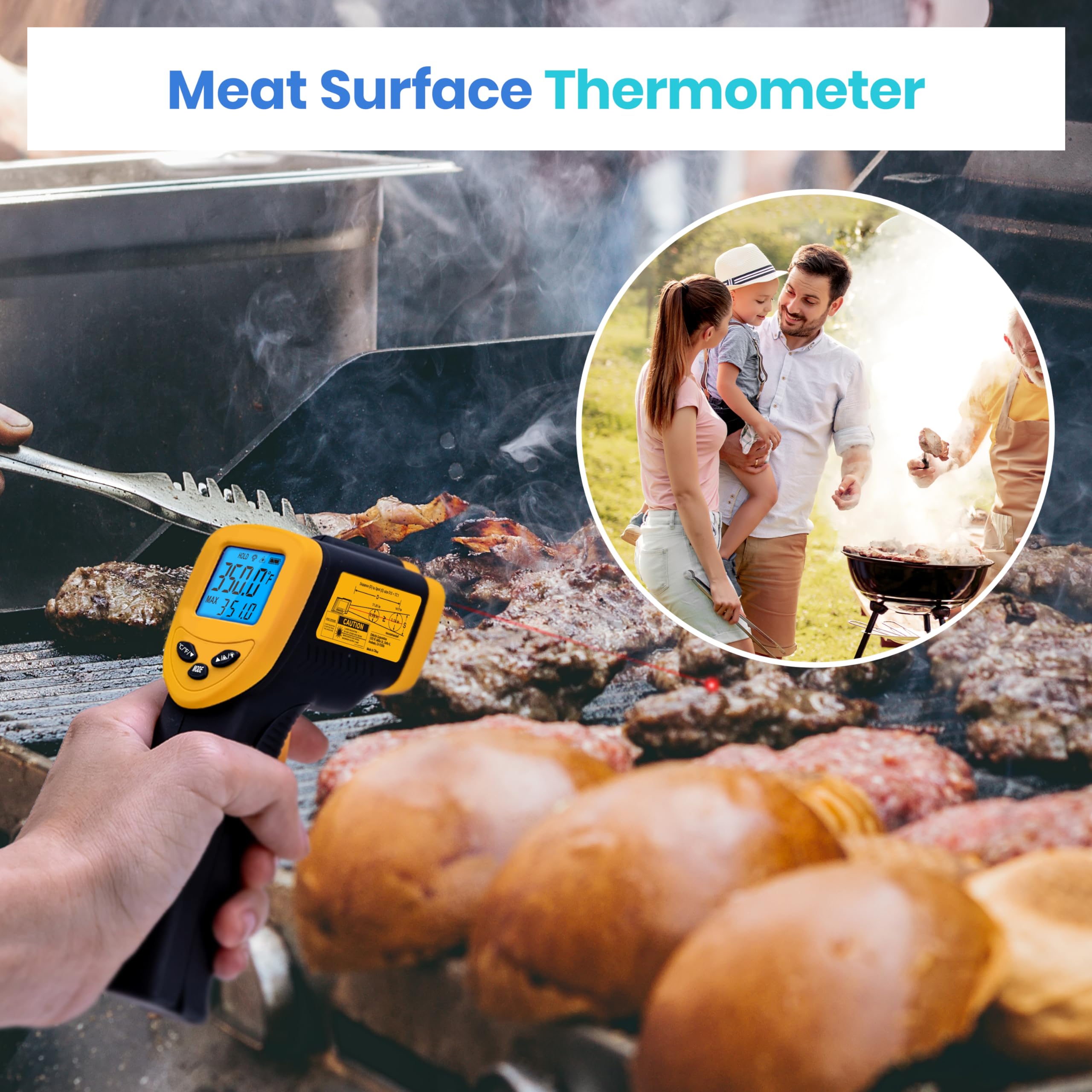 Etekcity 774 Infrared Thermometer Gun -58°F to 842°F, Non-Contact Digital Laser Temperature Gun for Cooking, Meat, Candy, Oven, Grill, Refrigerator | Perfect for Home Kitchen, BBQ, HVAC, Automotive & Industrial Use