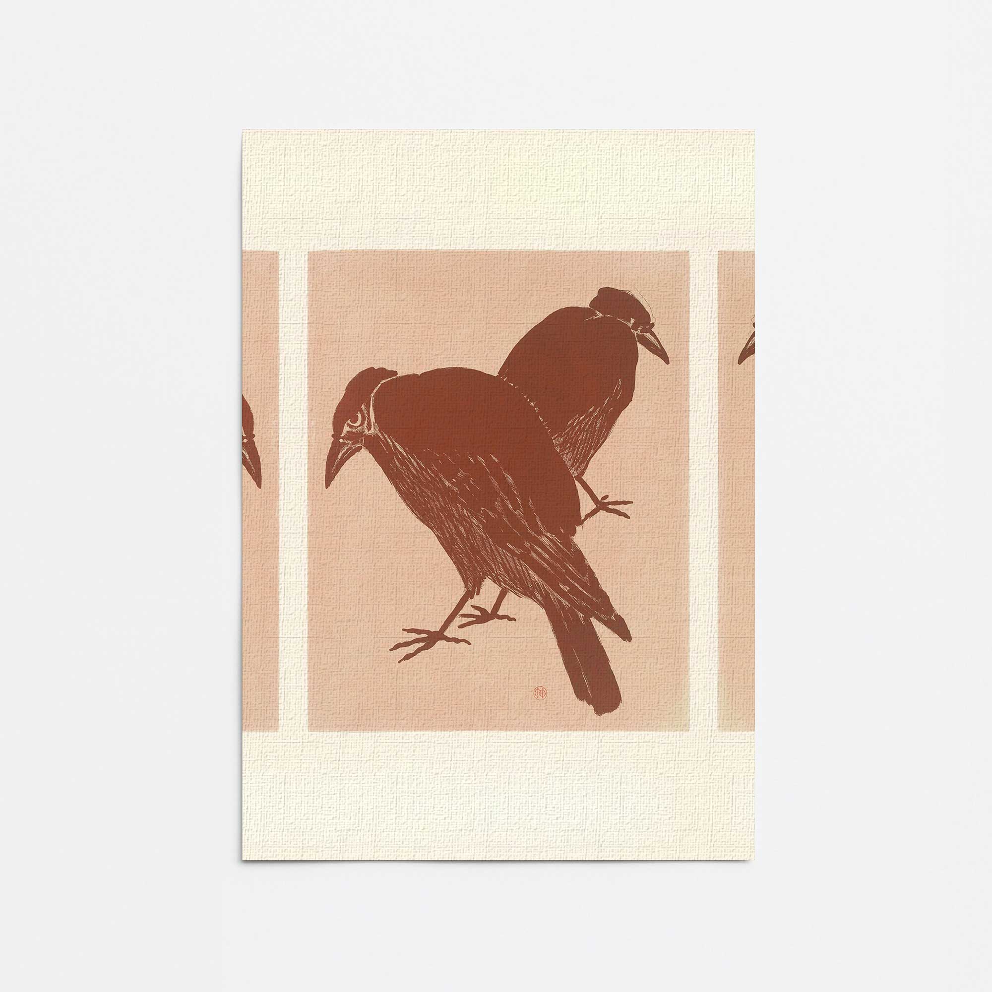 Dark Crow Duo Print on Canvas - Gothic Art Wall Decor for Living Room, Bedroom & Office | Unique Handmade Canvas Painting for Home & Gifts