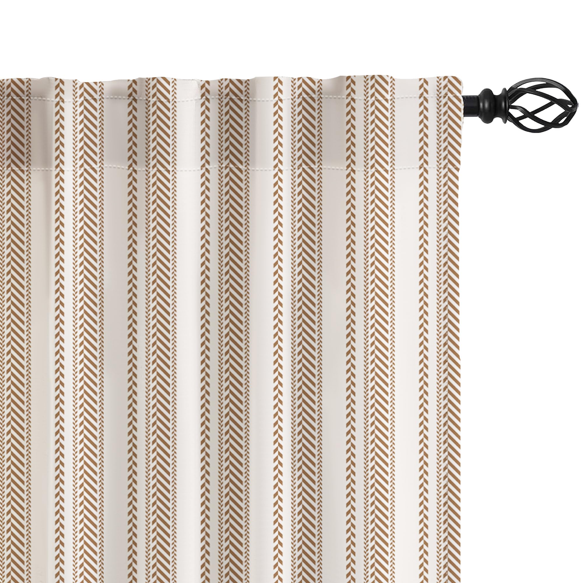Hexagon Window Valance 54x18 Inches - Beige Kitchen Valance Curtain with Rod Pocket for Bedroom & Living Room - Elegant Home Decor for Windows, Dorm, Apartment