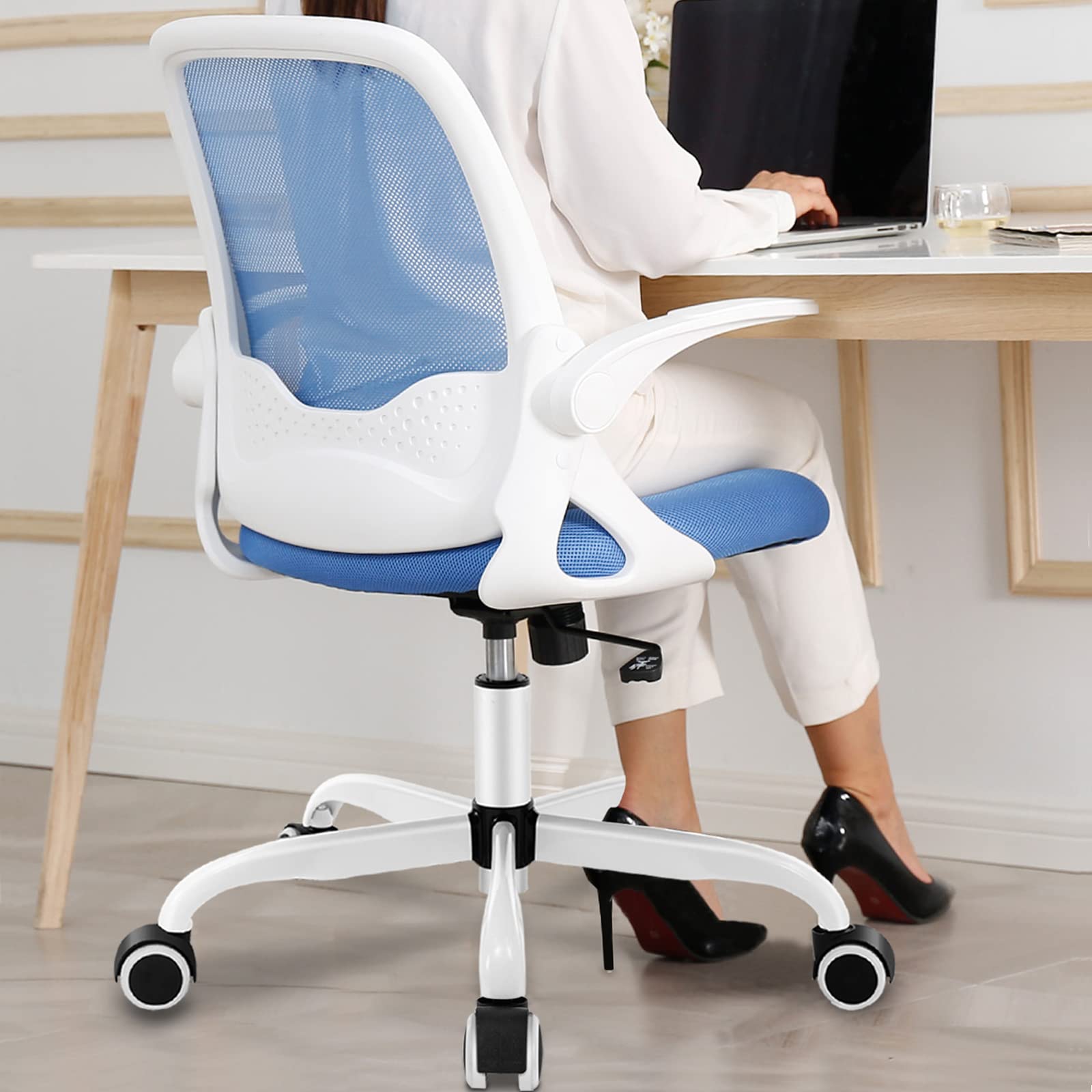 KERDOM Ergonomic Office Chair - Breathable Mesh Computer Desk Chair with Adjustable Height & Flip-Up Armrests - Comfortable Swivel Task Chair for Home Office, Gaming, and Workspace