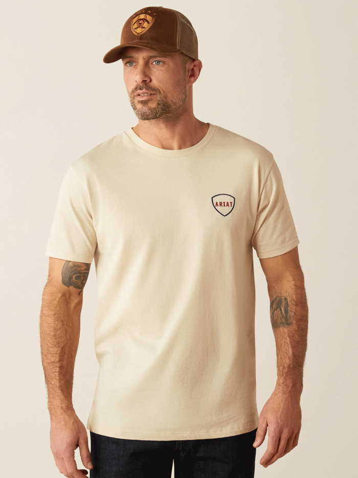 Ariat Men's Barbed Flag Graphic T-Shirt - 100% Cotton Comfort Fit Casual Tee - Perfect for Patriotic Events, Outdoor Activities & Everyday Wear