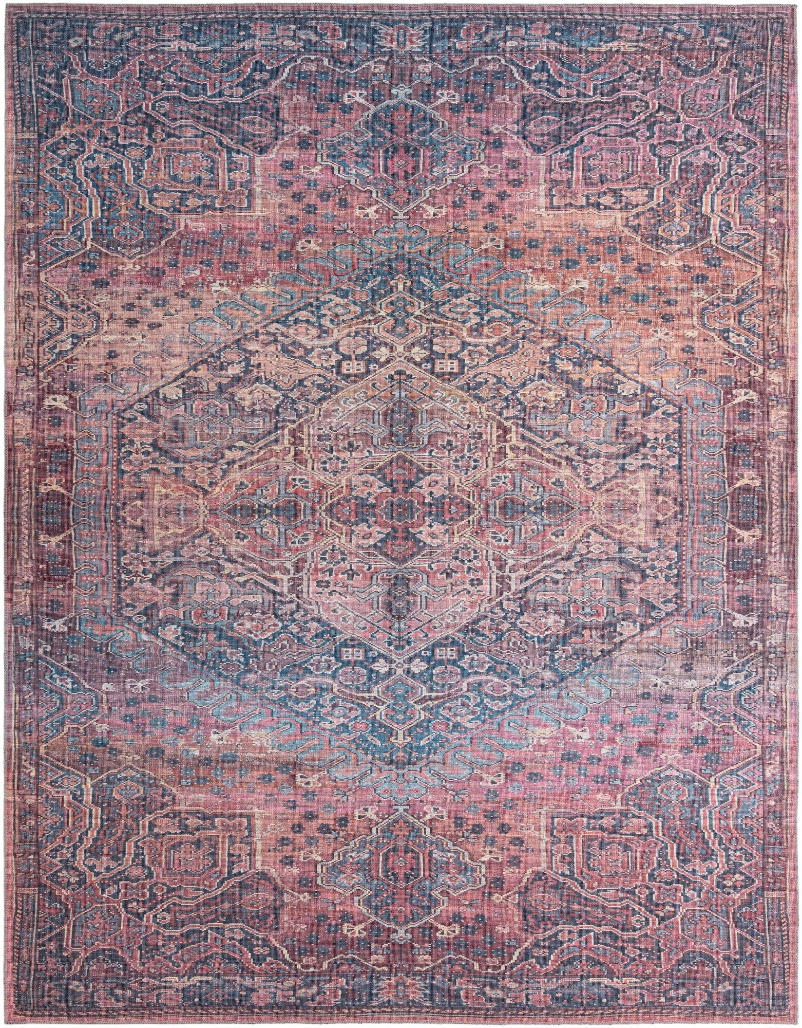 Washable Low-Pile Area Rug 10' x 13' Rust Red - Maahru Collection by Rugs.com | Perfect for Living Rooms, Dining Rooms & Open Floor Plans | Pet-Friendly & Easy Clean Home Decor