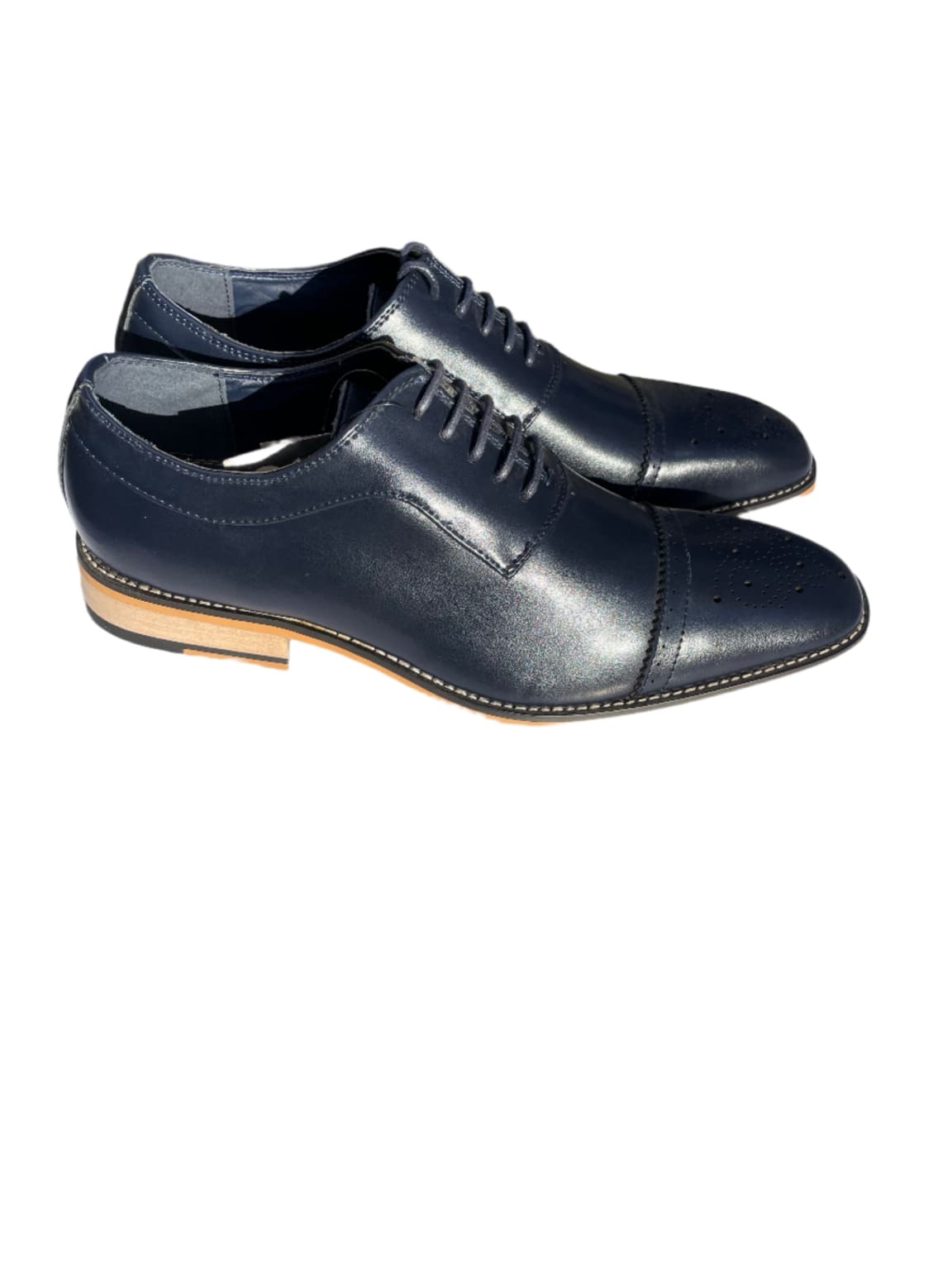 Cavani James Navy Oxford Brogue Shoes for Men | Classic Formal Dress Shoes | Perfect for Business, Weddings & Office Wear