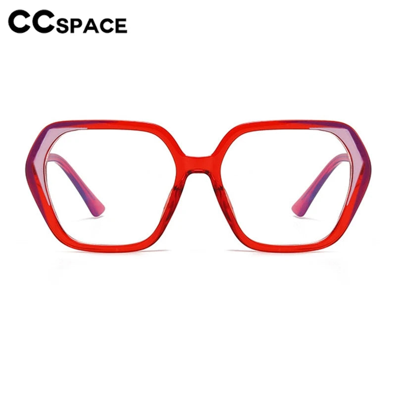CCspace Women's Full Rim Irregular Square Polycarbonate Eyeglasses 3003 - Trendy Lightweight Glasses for Work, Reading & Fashion