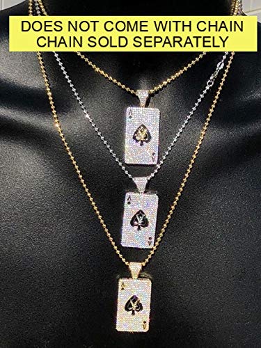 HarlemBling Solid 925 Sterling Silver Iced Ace of Spades Pendant Necklace for Men - Hip Hop Jewelry for Chains - Perfect for Gifts, Streetwear & Rap Fashion