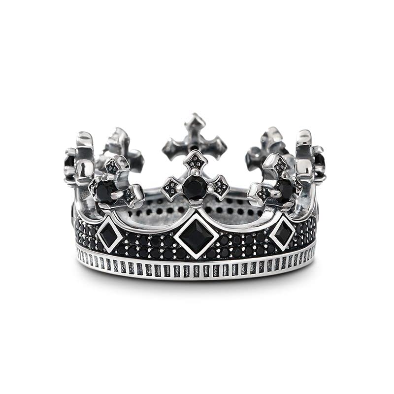 Jeulia Princess Black Crown Ring - Sterling Silver Plated Tiara Ring with Simulated Diamonds, Women's Wedding Promise Jewelry Gift Set with Box | Perfect for Engagement, Anniversary, Valentine's Day & Special Occasions