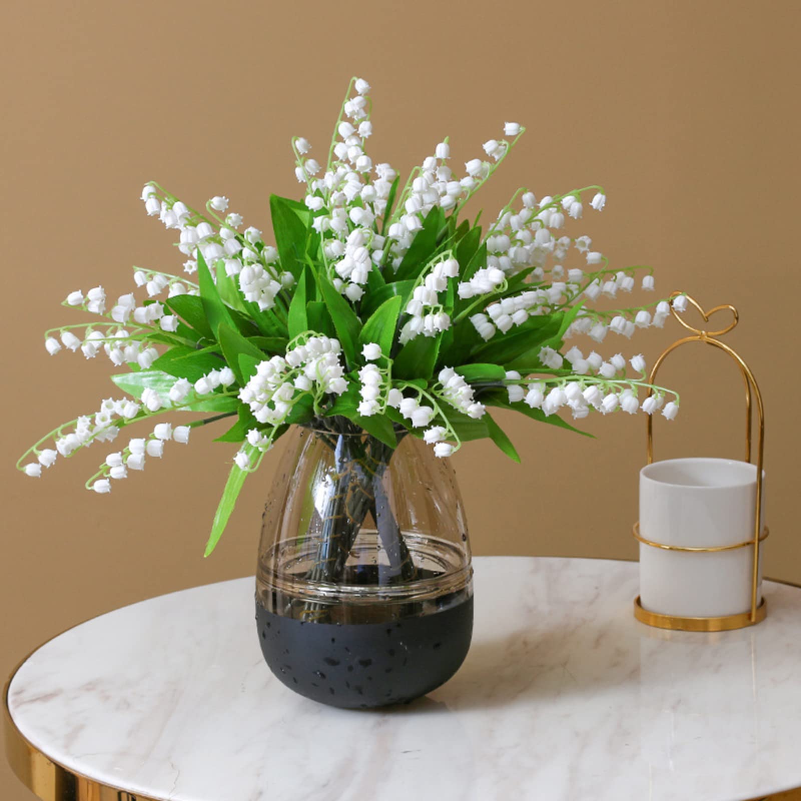 3 Bunches Artificial Lily of The Valley Faux Flowers - White Wind Chime Orchid Bouquet for Wedding, Home, Baby Shower Party - Elegant Indoor Outdoor Garden Decor for Centerpieces, Table Settings & Special Events