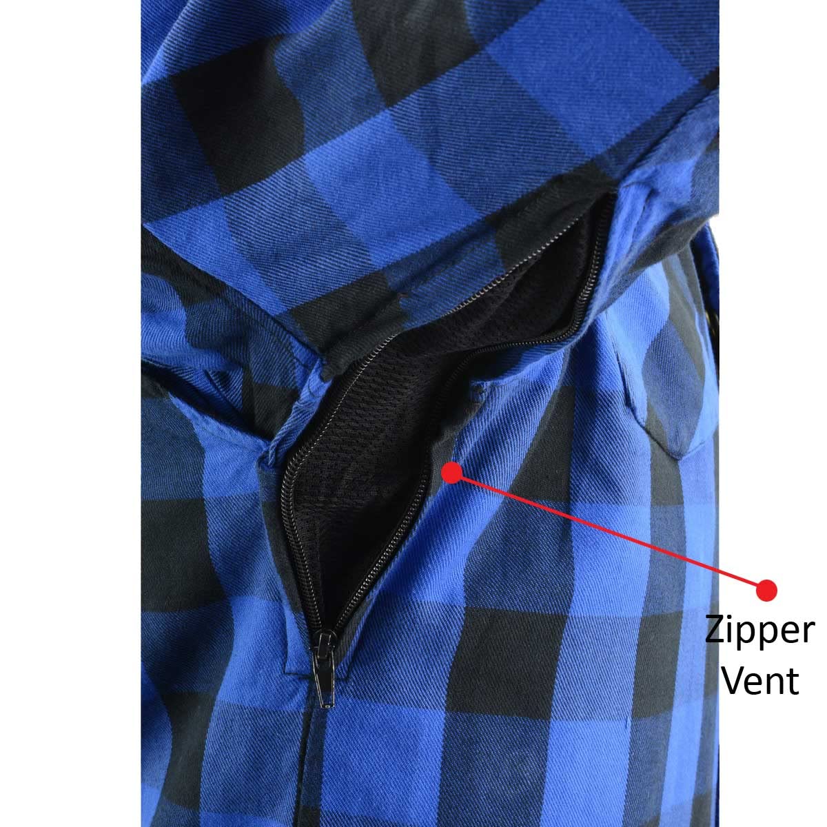 Milwaukee Leather Men's Plaid Flannel Blue Biker Shirt with CE Approved Armor - Aramid Fiber Reinforced MPM1634 (X-Large) | Motorcycle Riding Gear for Safety & Comfort