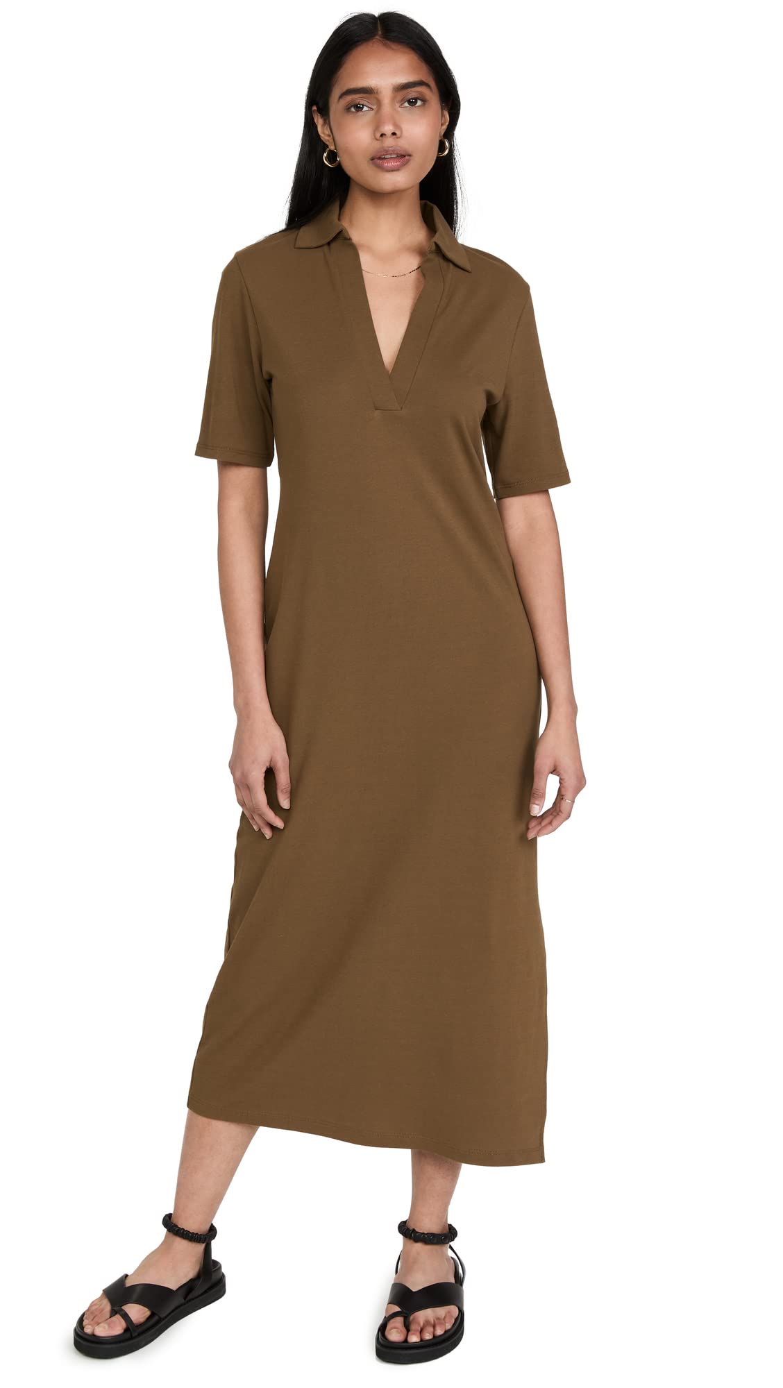 Vince Women's Elbow Sleeve Polo Dress - Stylish Casual & Office Wear for Summer | Perfect for Work, Brunch & Outdoor Activities