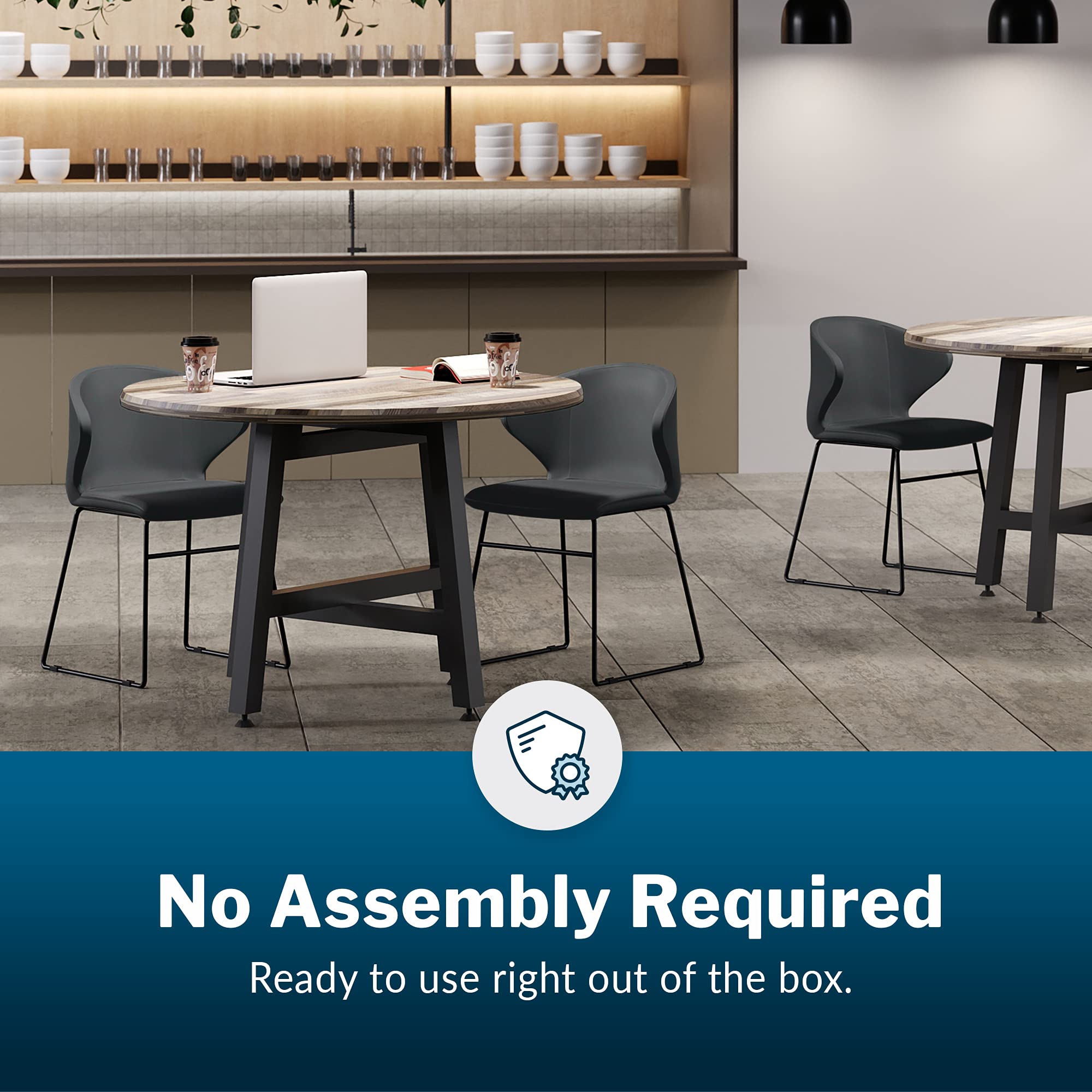Faux Leather Vinyl Side Chair - Commercial Office Guest Chair for Lobby & Break Room - Shadow Grey