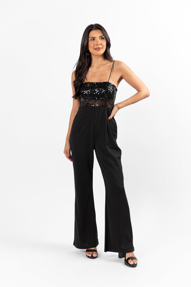 Even The Score Black Sequin Top Jumpsuit for Women - Sexy Party Outfit, Clubwear & Evening Dress - Final Sale