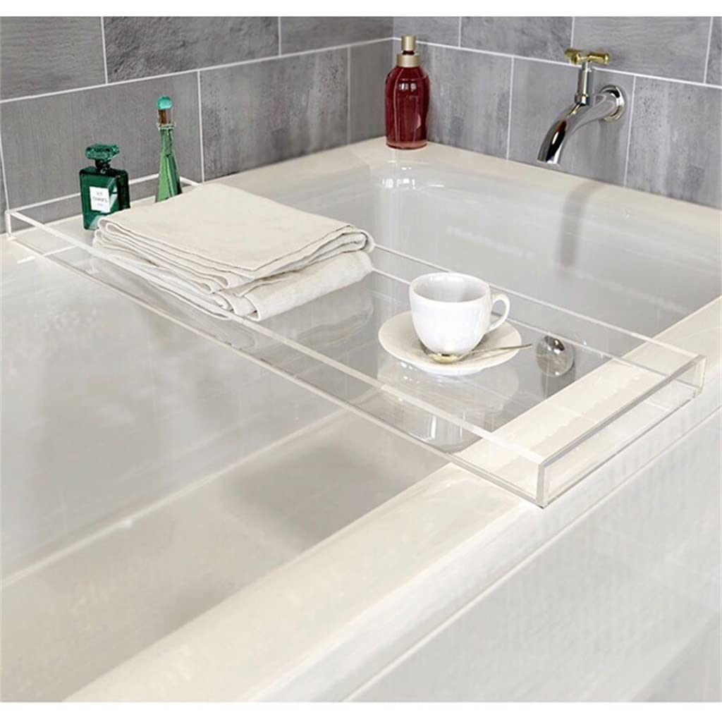 YFQHDD Transparent Bathtub Storage Rack - Multi-Functional Bath Tray with Towel Shelf | Perfect for Relaxing Baths, Reading & Spa Days