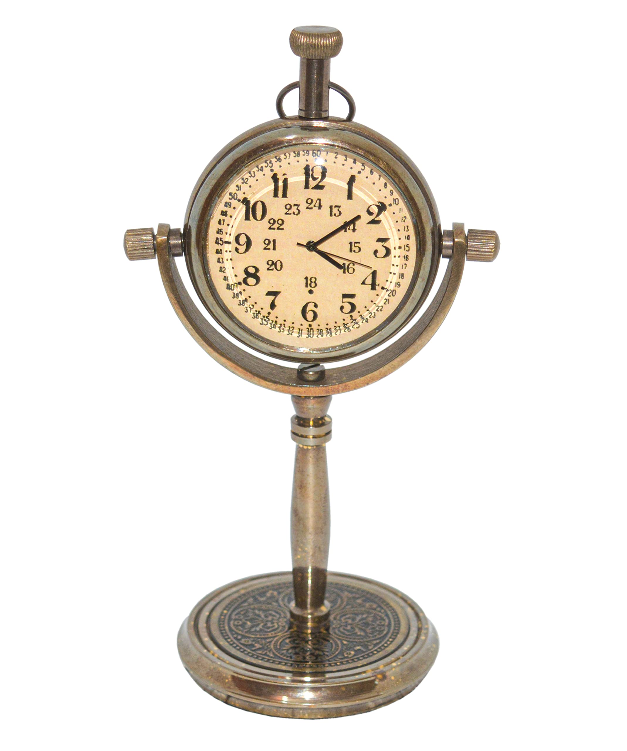 Antique Vintage Style Maritime Brass Table Clock - Mantle Clock for Home, Office & Kitchen Decor - Perfect for Coastal, Farmhouse & Retro Interior Design