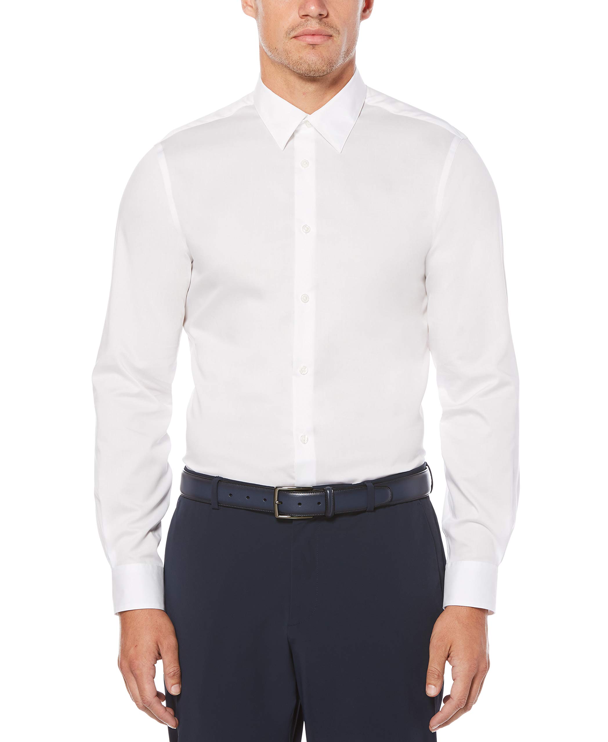 Perry Ellis Men's Non-Iron Twill Long Sleeve Dress Shirt - Point Collar, Regular Fit Button Down for Business & Formal Occasions