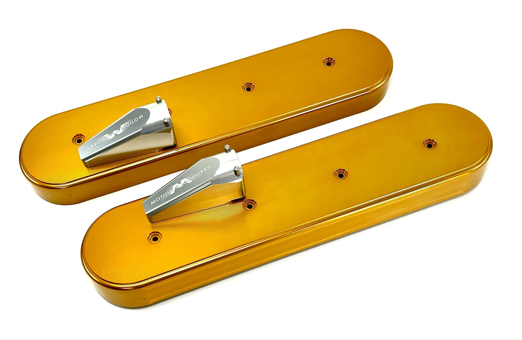 LS Xtra Clearance Race Gold Anodized Billet Valve Covers - High Performance Engine Upgrade for Hot Rods, Muscle Cars & Racing Vehicles
