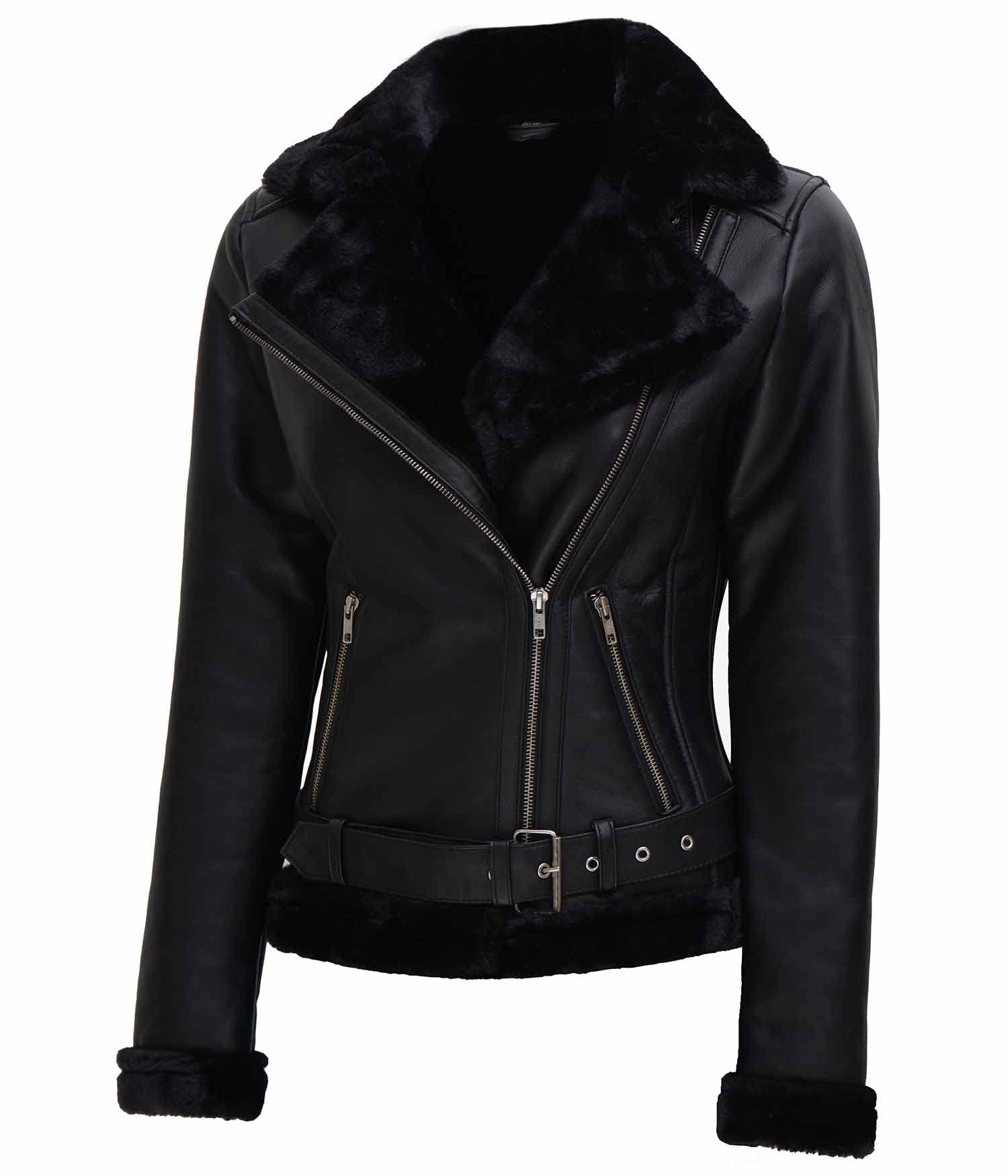 Genuine Lambskin Shearling Jacket for Women - Real Leather Sherpa Coat with Warm Fleece Lining | Winter Outerwear for Casual, Work & Outdoor Activities