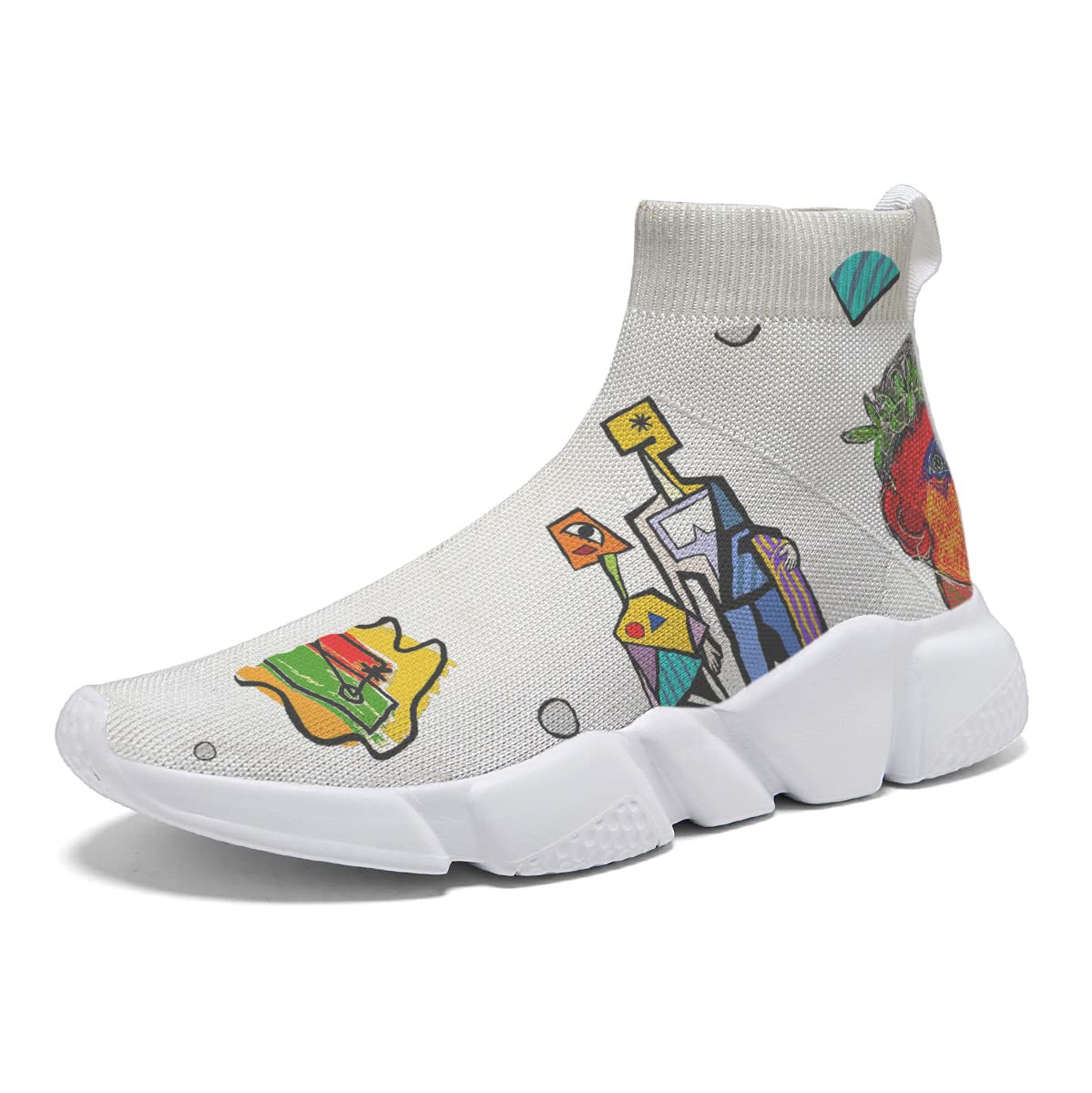 Hetios Men's Sock Shoes - Lightweight Breathable Running Shoes for Men, Athletic Walking Shoes with Fashion Print & Mesh Design - Perfect for Gym, Jogging, Travel & Casual Wear