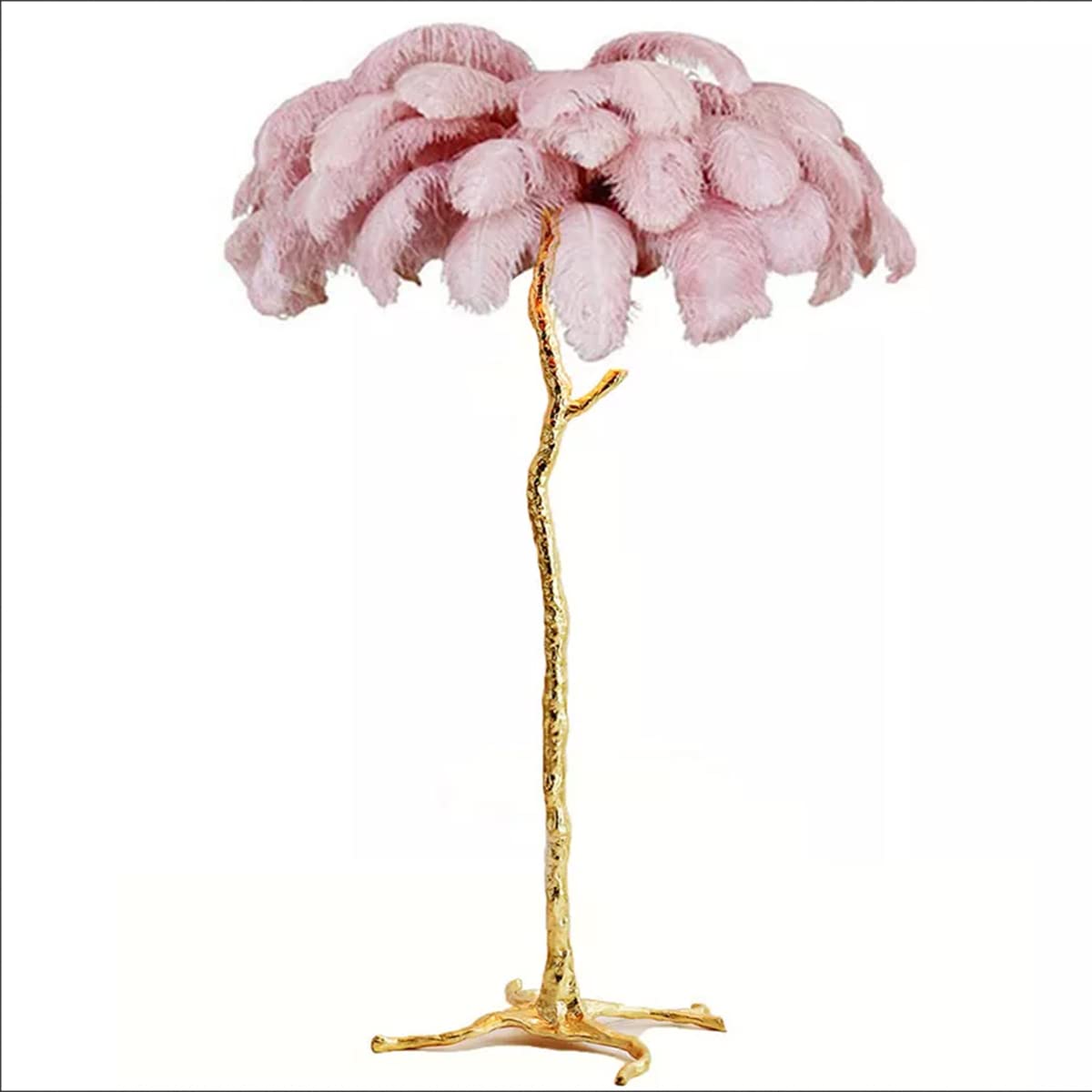Modern Ostrich Feather Floor Lamp - Nordic Resin Standing Lamp for Bedroom & Living Room | Luxury Home Indoor Lighting | Tall Pink Standing Lamp for Cozy Reading Nook & Boho Chic Decor