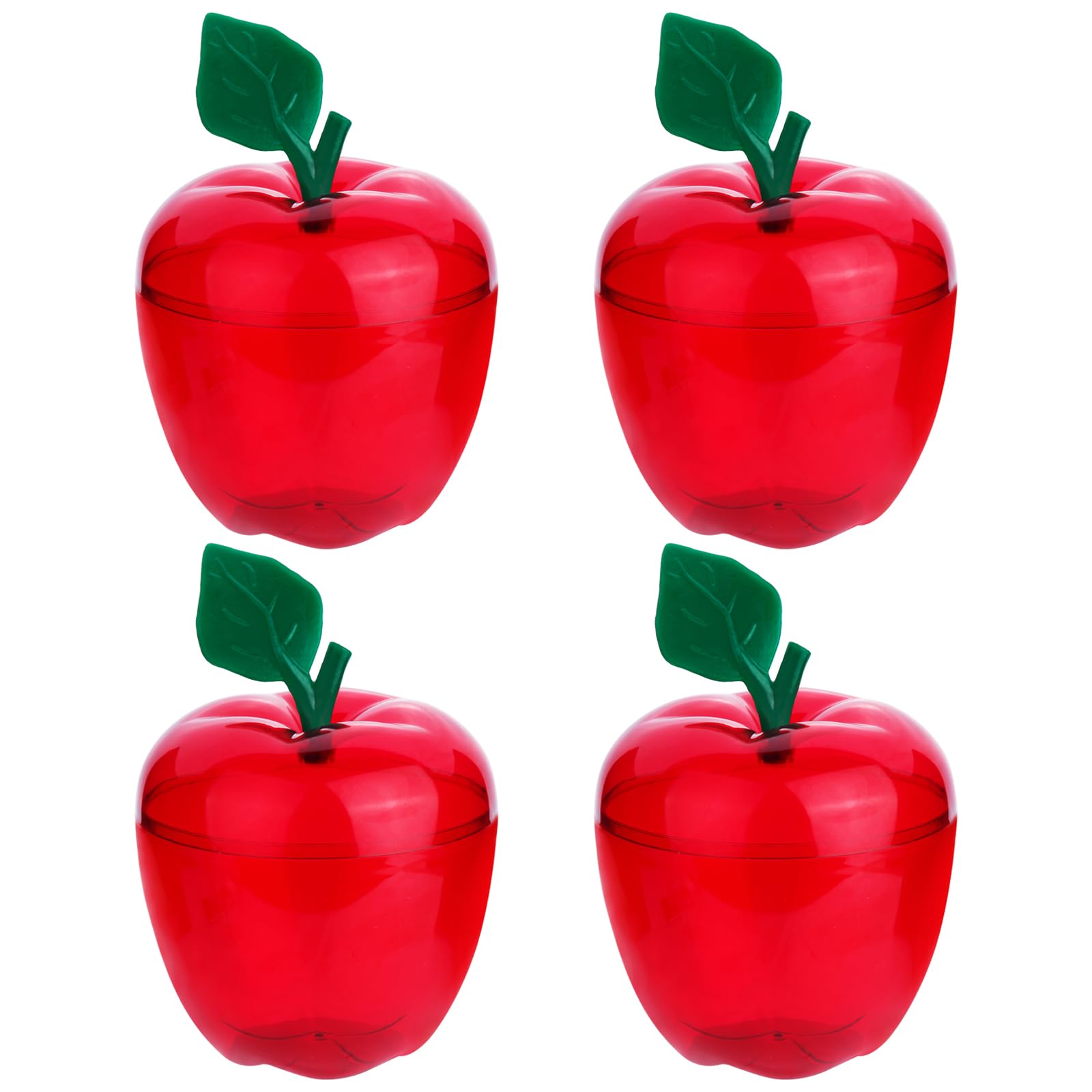 4 Pack Large Red Plastic Apple Containers - Storage Jars for Candy, Snacks & Classroom Supplies | Perfect for Wedding, Valentine's Day Party Decor, Back to School, Teacher Appreciation & Mother's Day Gifts | Ideal for Home, Office & Party Organization